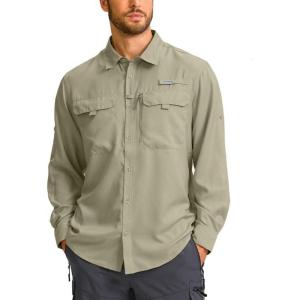 imageMens Sun Protection Fishing Shirt with Zipper Pockets Long Sleeve UPF 50 UV Cooling Shirts for Men Hiking TravelSage Green