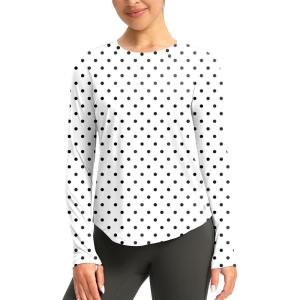 imageWomens UPF 50 Sun Shirt Long Sleeve UV Shirts Rash Guard Lightweight Quick Dry Workout Hiking Tops for WomenBlack Dot