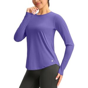 imageWomens UPF 50 Sun Shirt Long Sleeve UV Shirts Rash Guard Lightweight Quick Dry Workout Hiking Tops for WomenVintage Purple