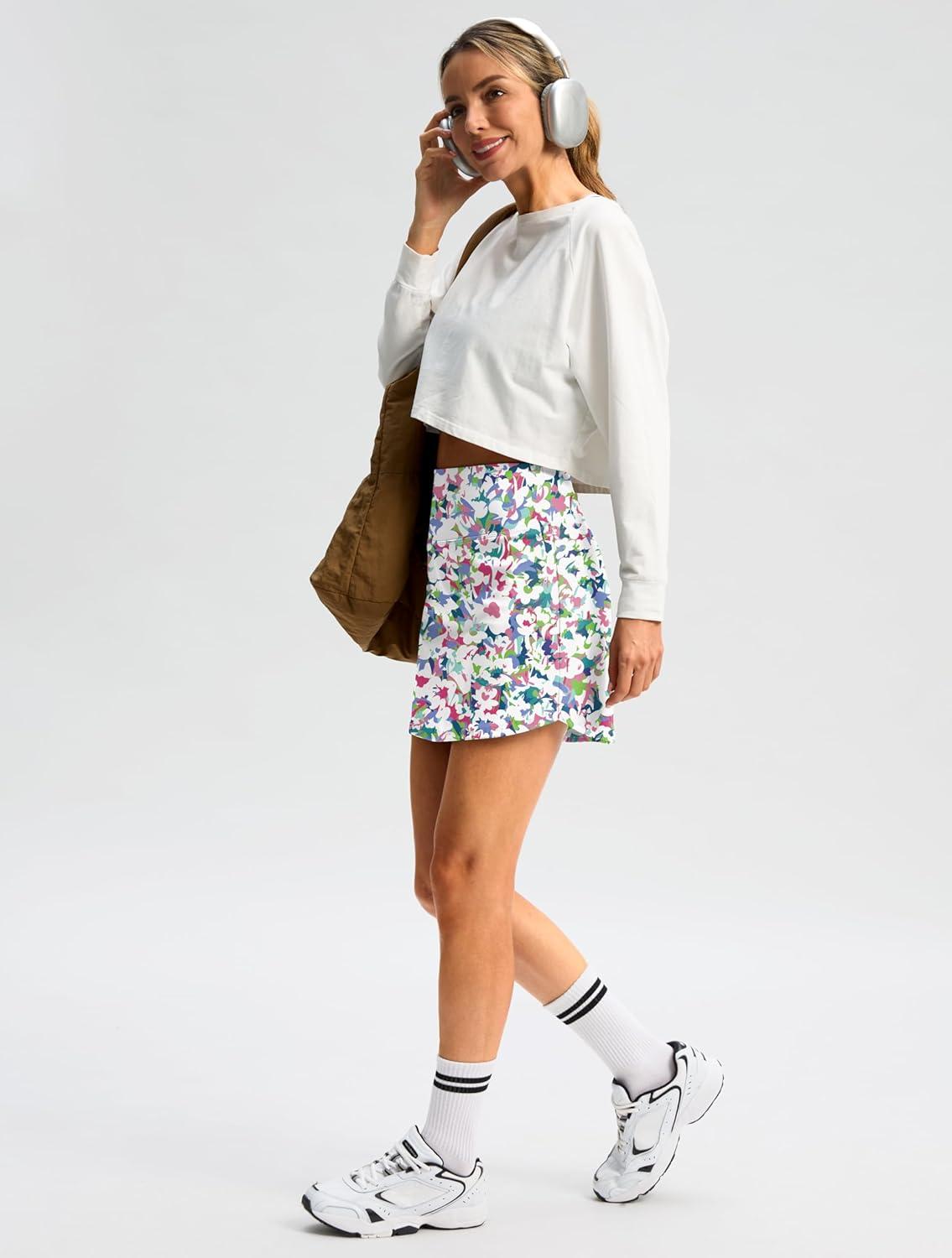 imageG Gradual Skorts for Woman Golf Skirt High Waisted with 2 Inner Pockets Builtin Shorts Stretchy for Tennis Summer CasualAbstract Floral