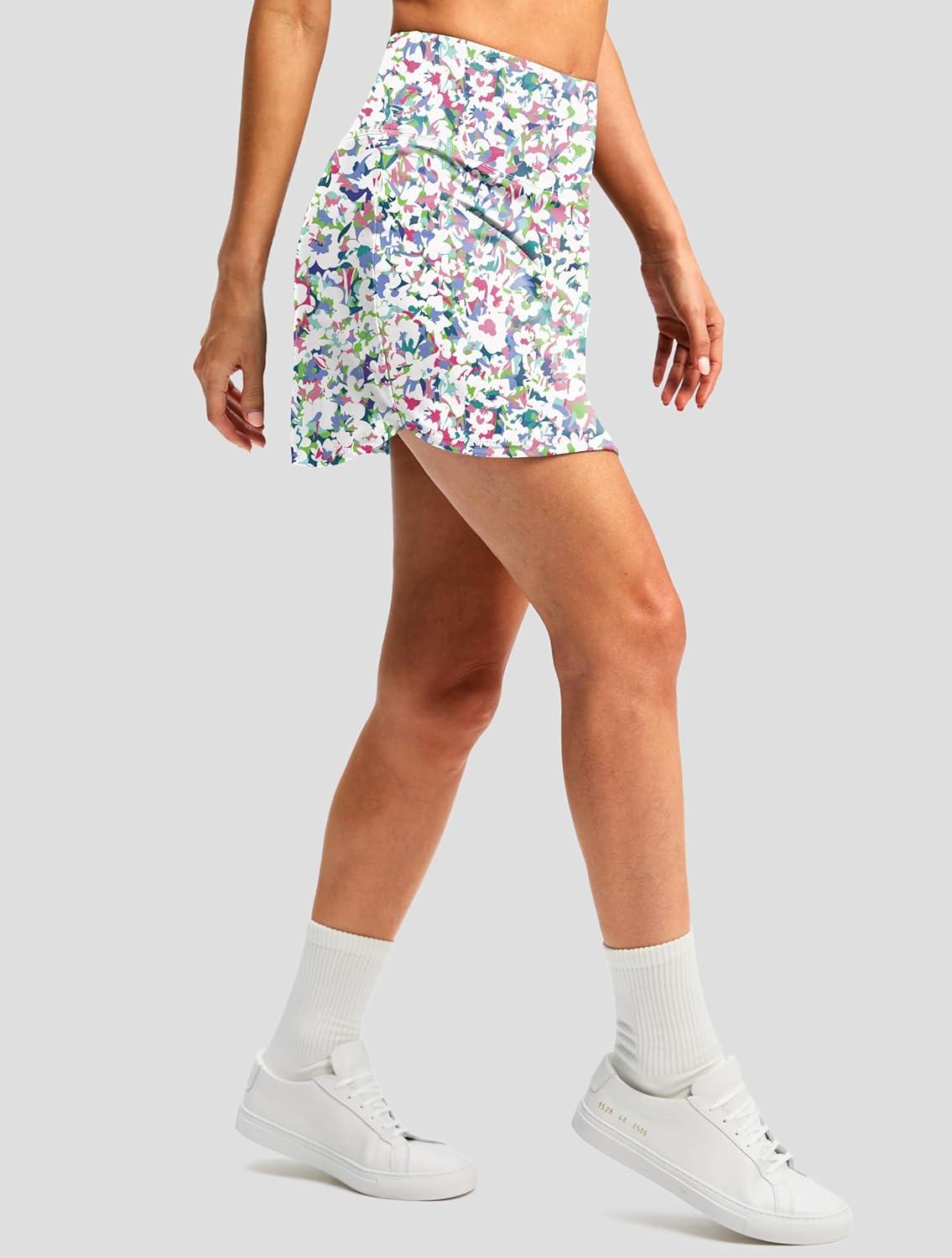 imageG Gradual Skorts for Woman Golf Skirt High Waisted with 2 Inner Pockets Builtin Shorts Stretchy for Tennis Summer CasualAbstract Floral