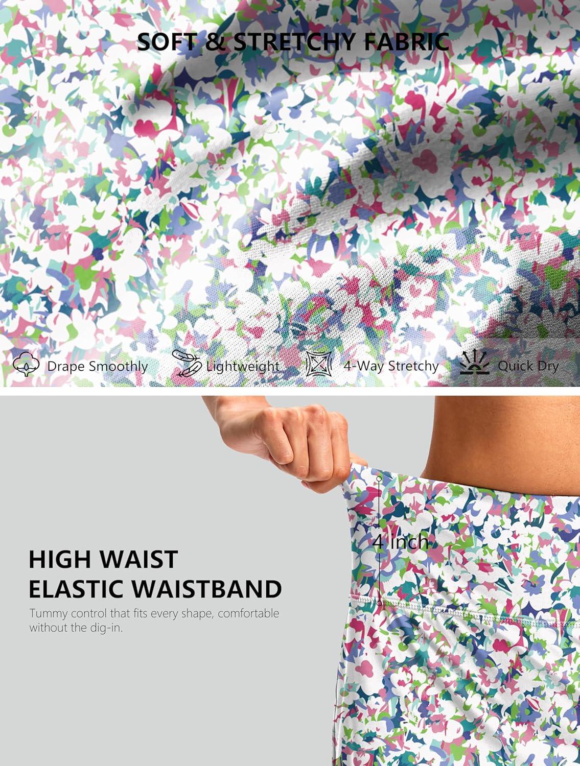 imageG Gradual Skorts for Woman Golf Skirt High Waisted with 2 Inner Pockets Builtin Shorts Stretchy for Tennis Summer CasualAbstract Floral