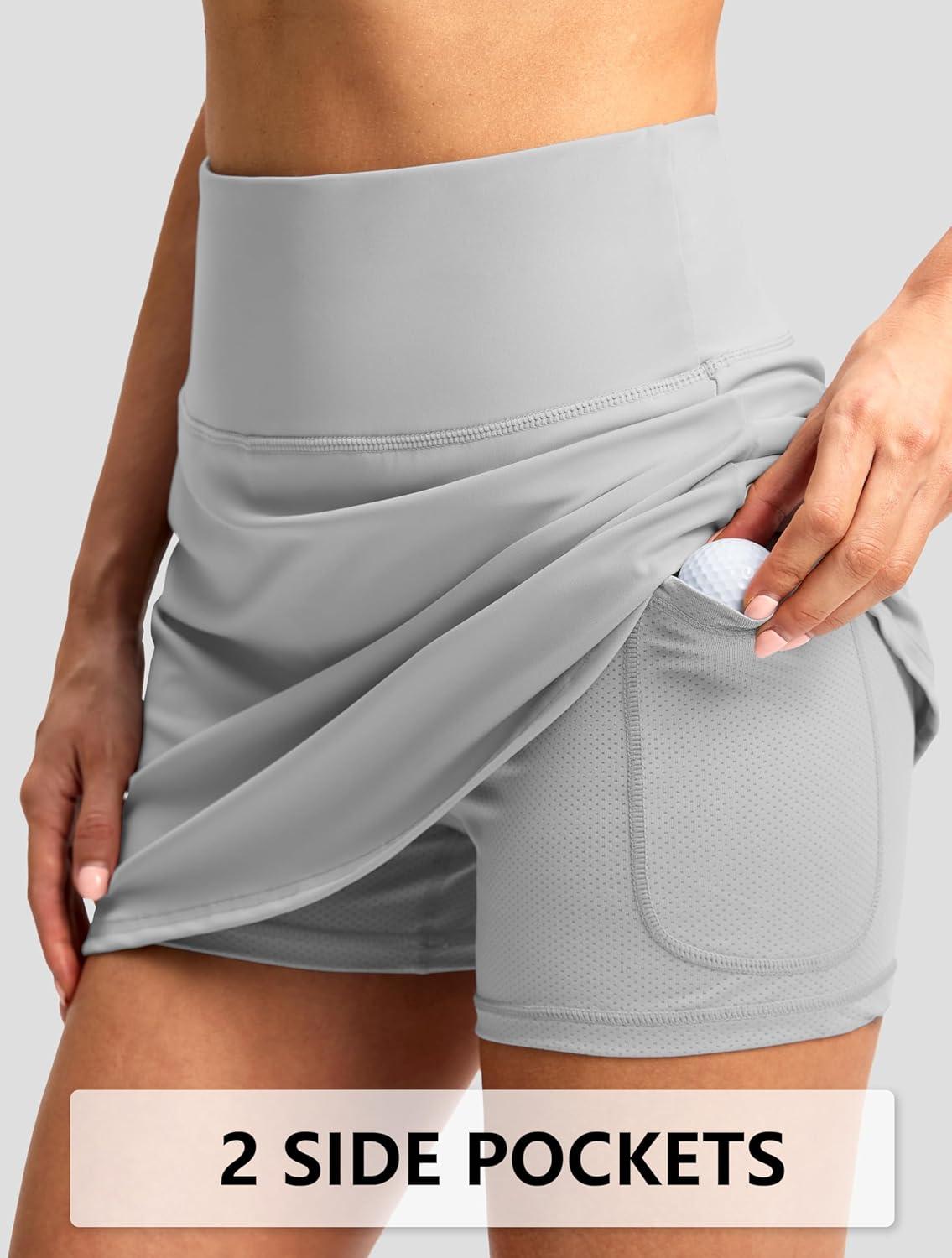 imageG Gradual Skorts for Woman Golf Skirt High Waisted with 2 Inner Pockets Builtin Shorts Stretchy for Tennis Summer CasualGrey