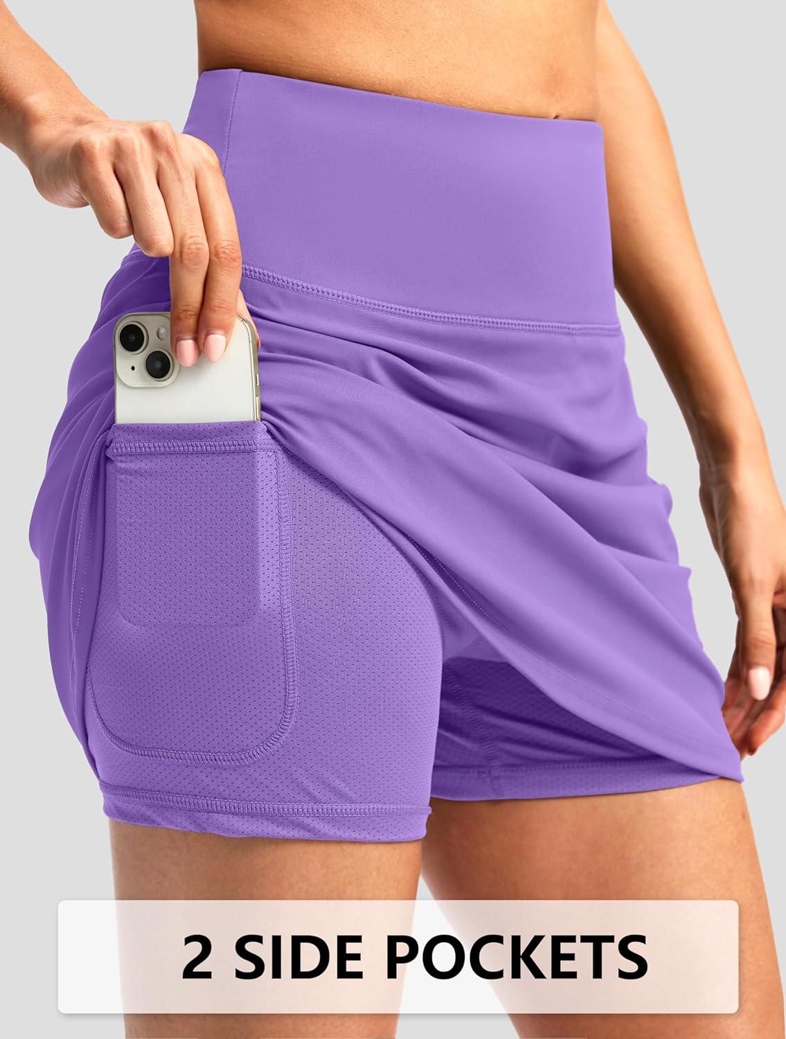 imageG Gradual Skorts for Woman Golf Skirt High Waisted with 2 Inner Pockets Builtin Shorts Stretchy for Tennis Summer CasualLavender