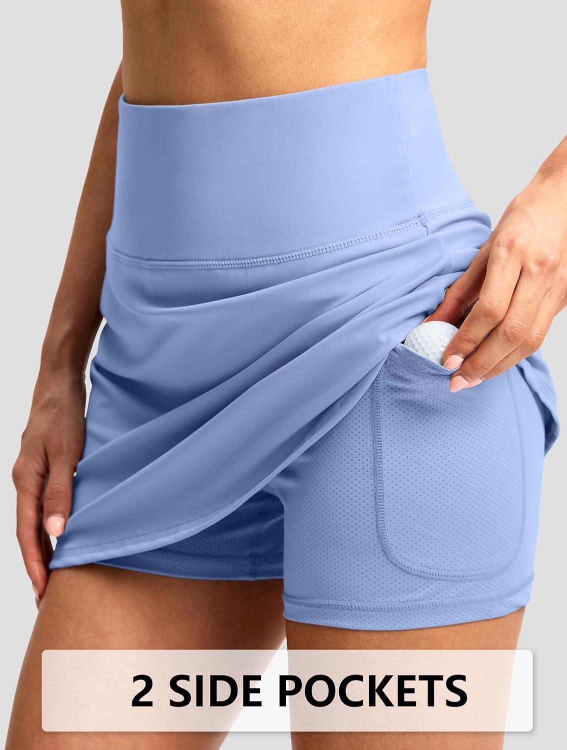 imageG Gradual Skorts for Woman Golf Skirt High Waisted with 2 Inner Pockets Builtin Shorts Stretchy for Tennis Summer CasualLight Blue