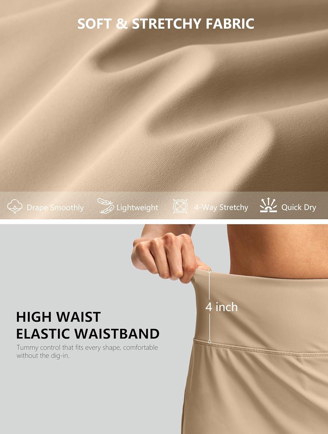 imageG Gradual Skorts for Woman Golf Skirt High Waisted with 2 Inner Pockets Builtin Shorts Stretchy for Tennis Summer CasualLight Khaki