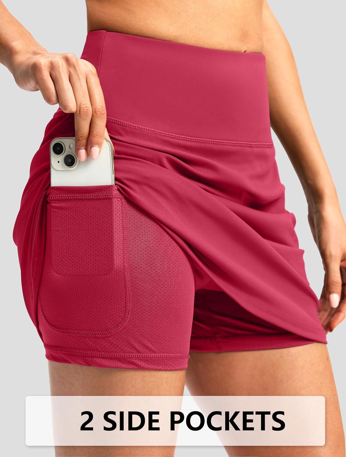 imageG Gradual Skorts for Woman Golf Skirt High Waisted with 2 Inner Pockets Builtin Shorts Stretchy for Tennis Summer CasualRed