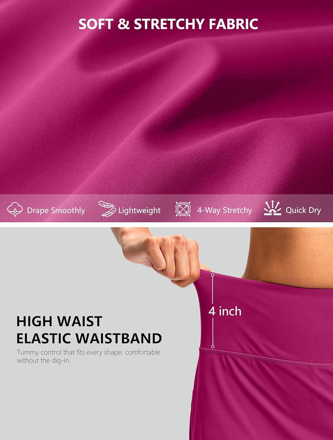 imageG Gradual Skorts for Woman Golf Skirt High Waisted with 2 Inner Pockets Builtin Shorts Stretchy for Tennis Summer CasualRose Red