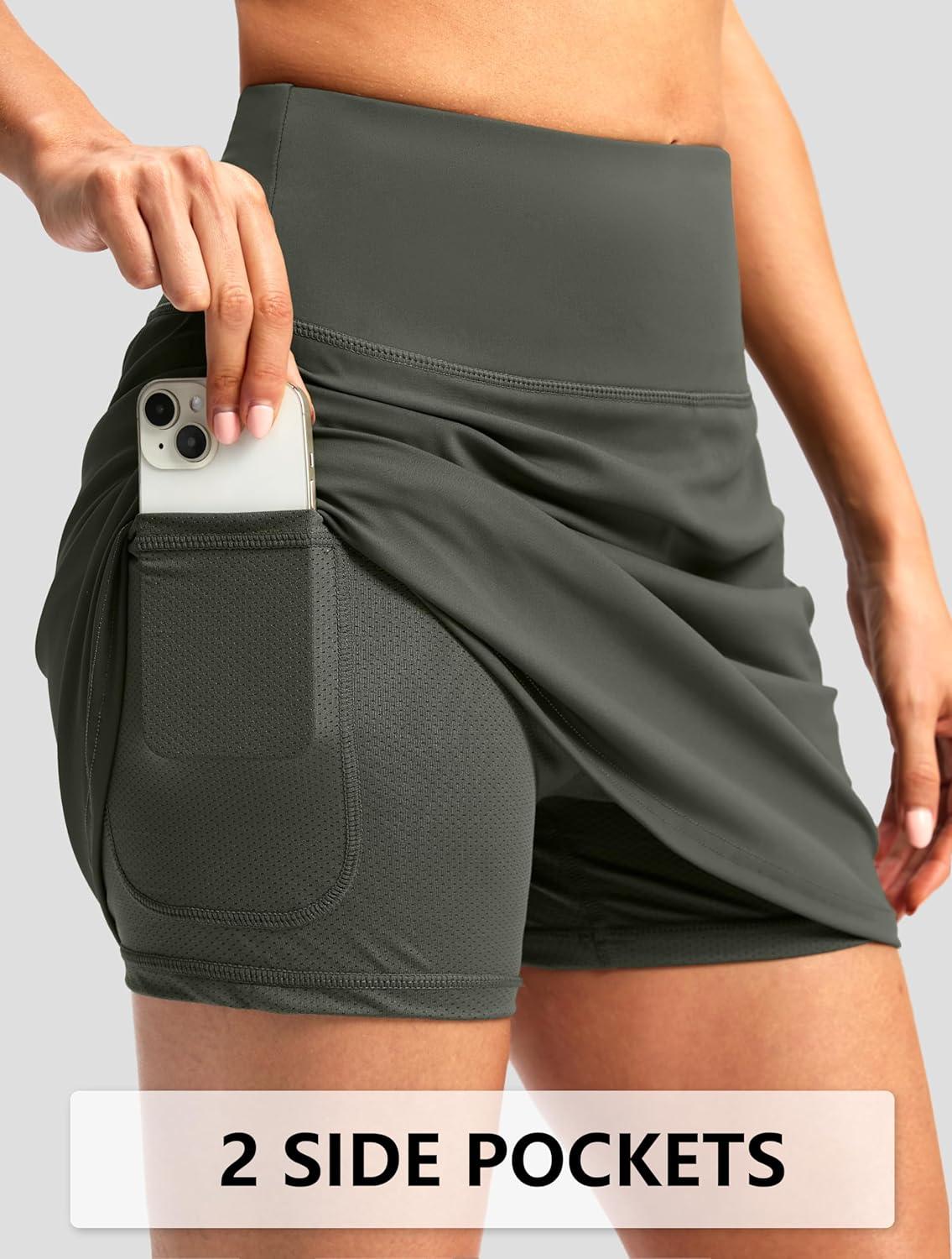 imageG Gradual Skorts for Woman Golf Skirt High Waisted with 2 Inner Pockets Builtin Shorts Stretchy for Tennis Summer CasualSage Green