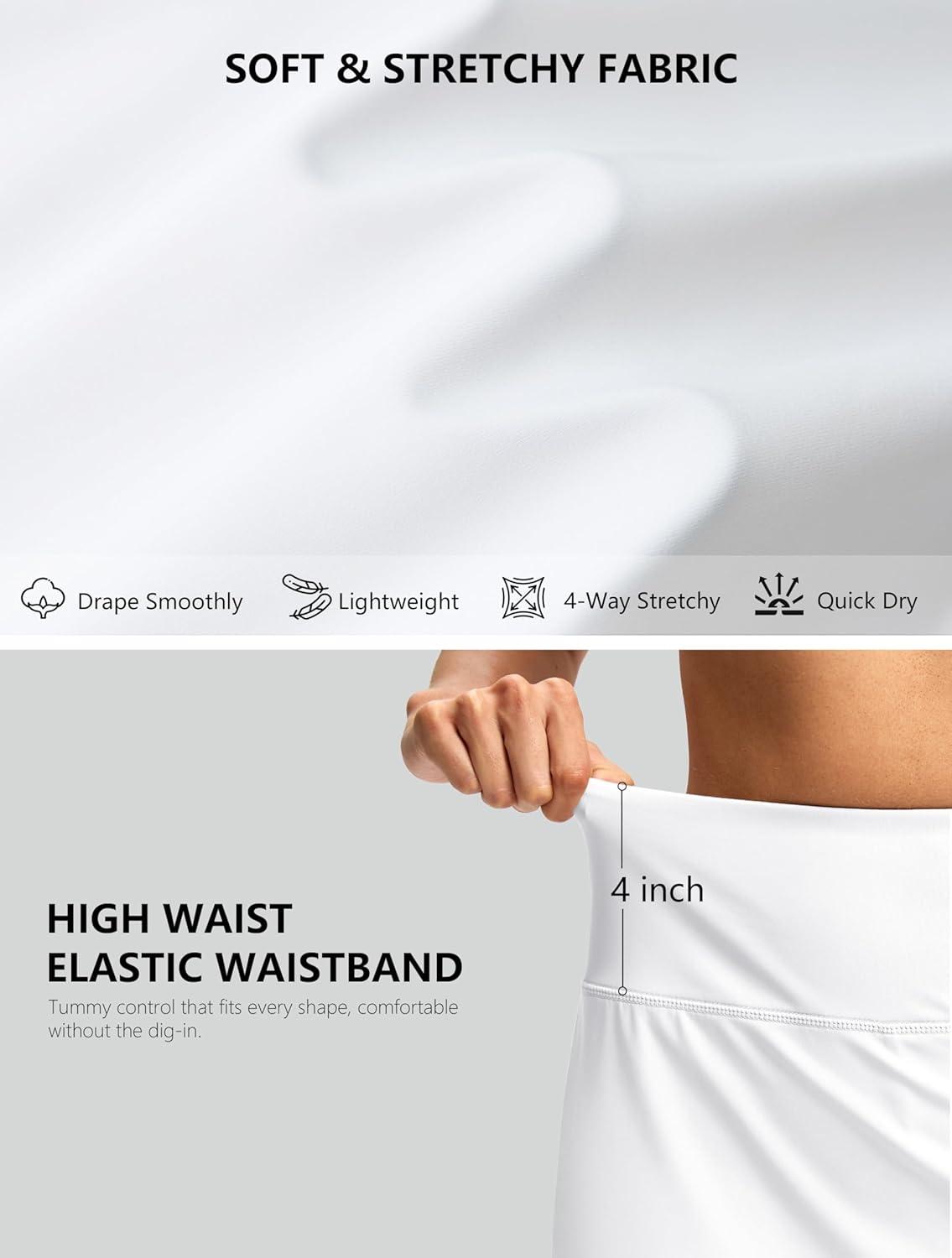 imageG Gradual Skorts for Woman Golf Skirt High Waisted with 2 Inner Pockets Builtin Shorts Stretchy for Tennis Summer CasualWhite