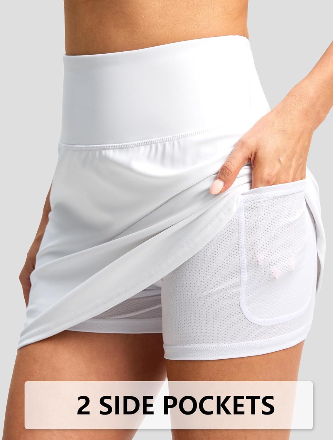 imageG Gradual Skorts for Woman Golf Skirt High Waisted with 2 Inner Pockets Builtin Shorts Stretchy for Tennis Summer CasualWhite