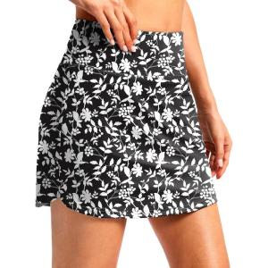 imageG Gradual Skorts for Woman Golf Skirt High Waisted with 2 Inner Pockets Builtin Shorts Stretchy for Tennis Summer CasualBlack Flower