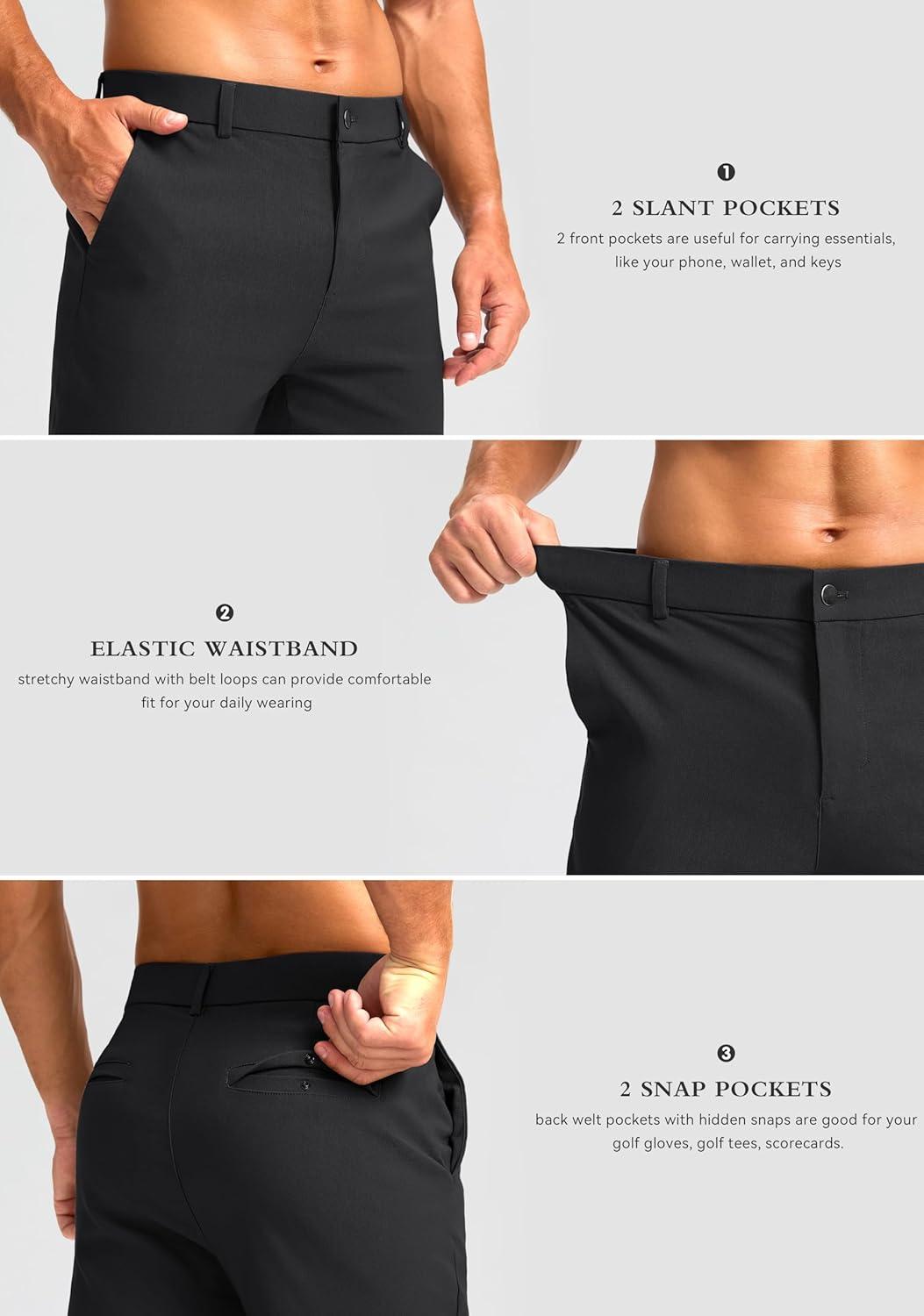 imageG Gradual Mens Golf Joggers Pants 4 Pockets with Belt Loops 28quot Stretch Slim Fit Dress Joggers for Men Casual TravelBlack