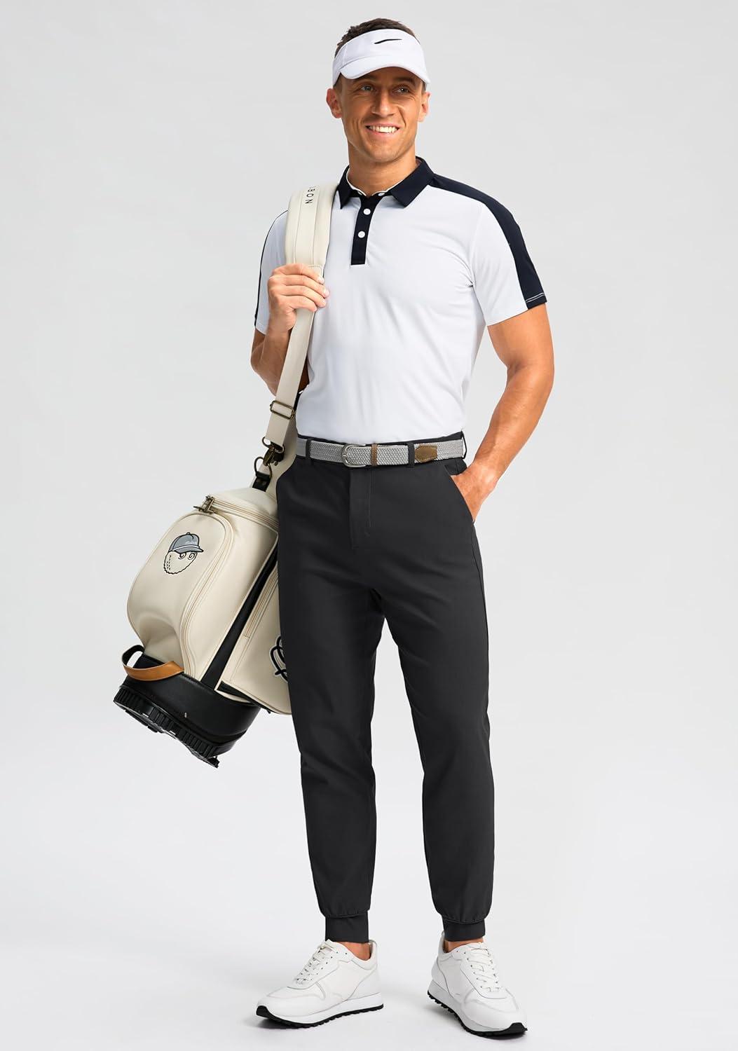 imageG Gradual Mens Golf Joggers Pants 4 Pockets with Belt Loops 28quot Stretch Slim Fit Dress Joggers for Men Casual TravelBlack