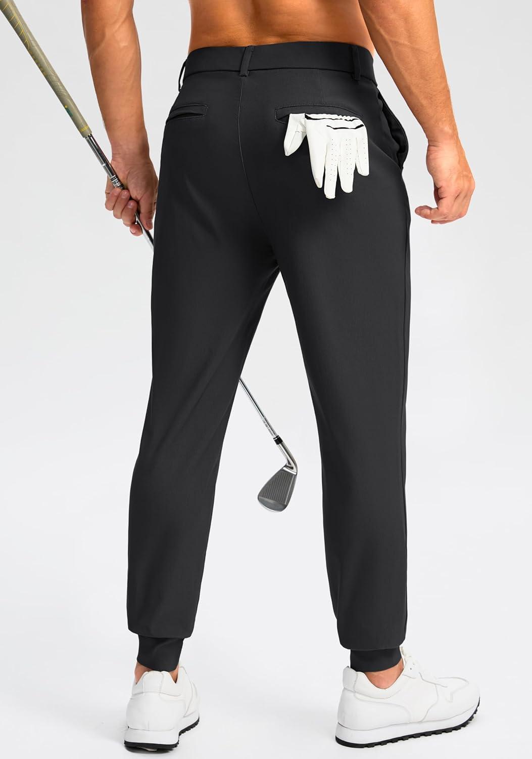 imageG Gradual Mens Golf Joggers Pants 4 Pockets with Belt Loops 28quot Stretch Slim Fit Dress Joggers for Men Casual TravelBlack