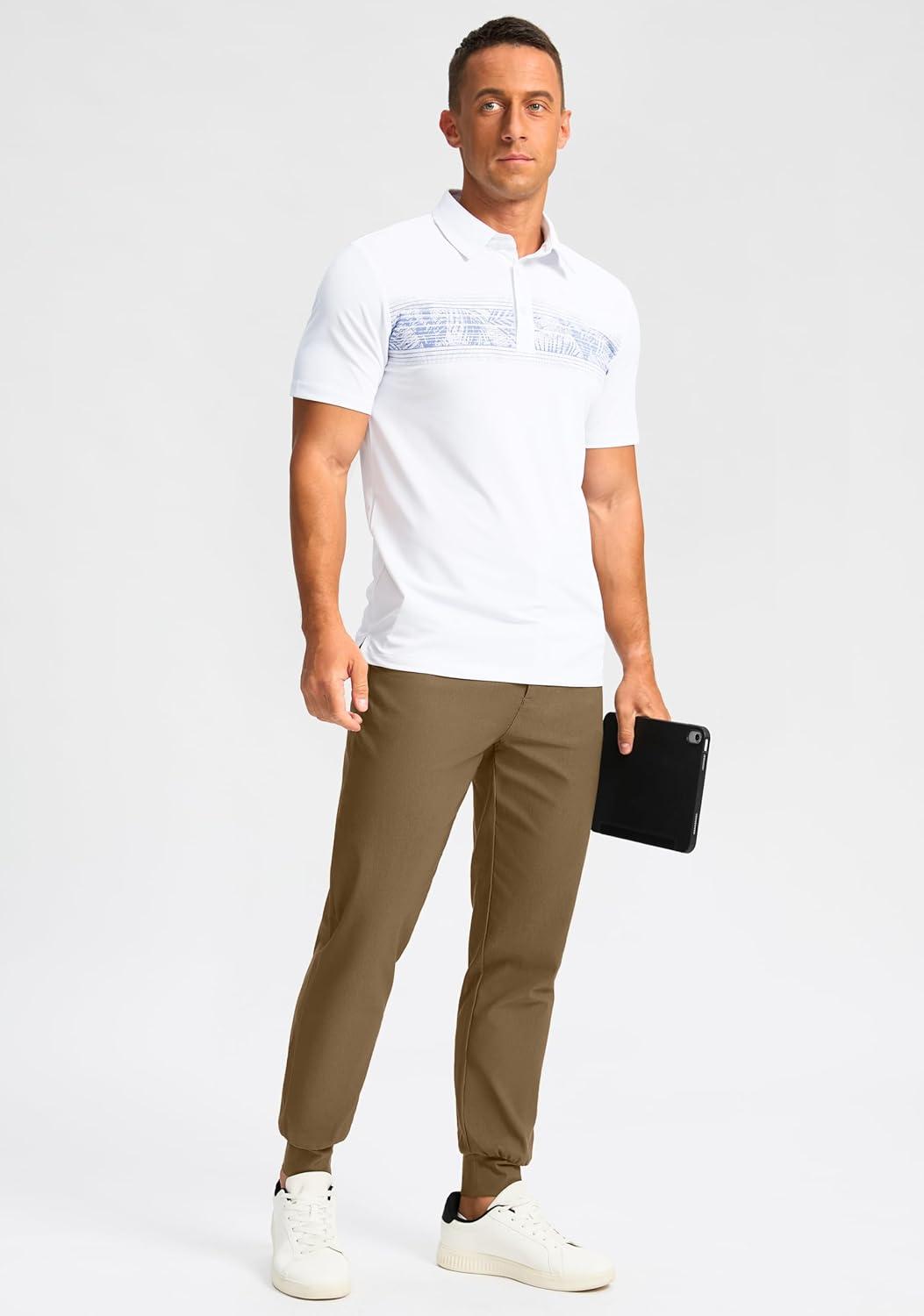 imageG Gradual Mens Golf Joggers Pants 4 Pockets with Belt Loops 28quot Stretch Slim Fit Dress Joggers for Men Casual TravelDeep Khaki