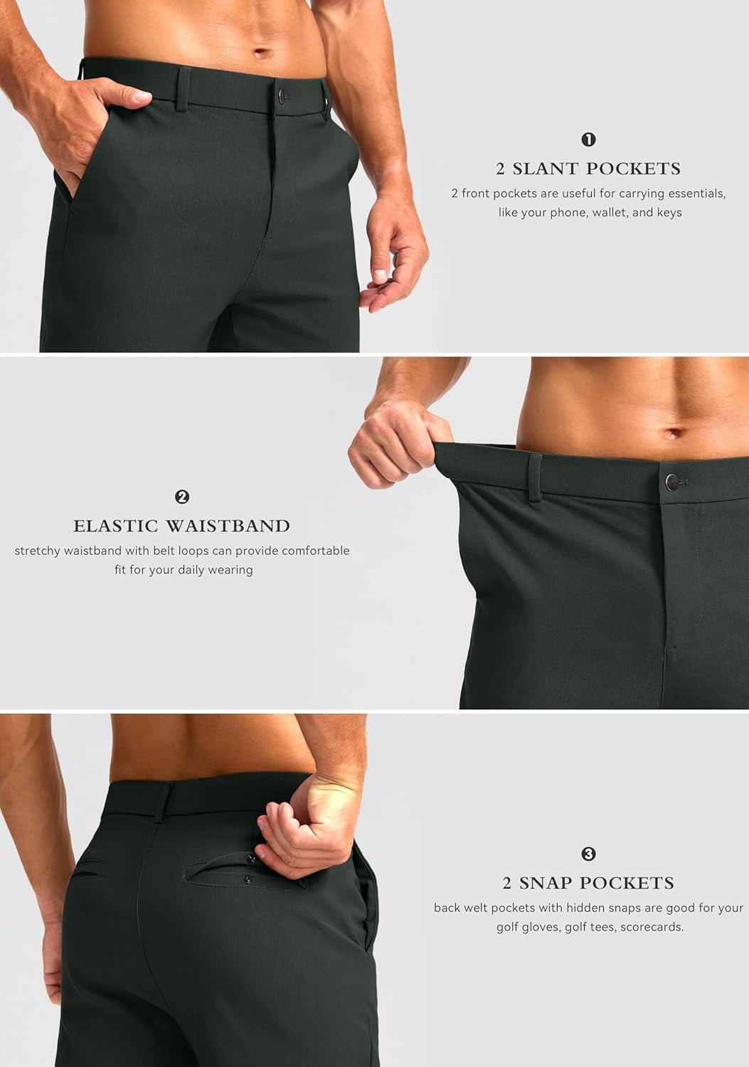 imageG Gradual Mens Golf Joggers Pants 4 Pockets with Belt Loops 28quot Stretch Slim Fit Dress Joggers for Men Casual TravelGraphite Grey