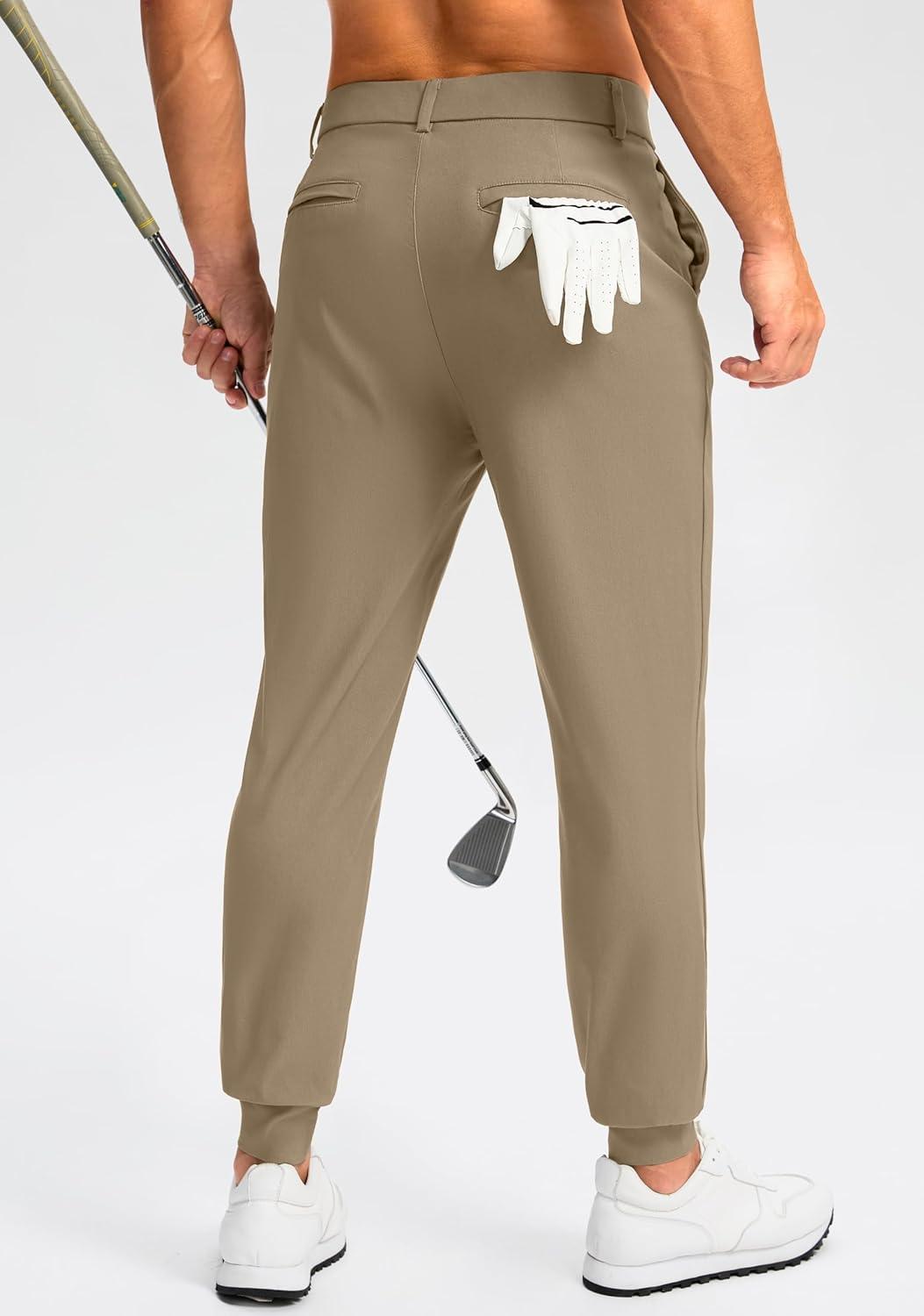 imageG Gradual Mens Golf Joggers Pants 4 Pockets with Belt Loops 28quot Stretch Slim Fit Dress Joggers for Men Casual TravelKhaki