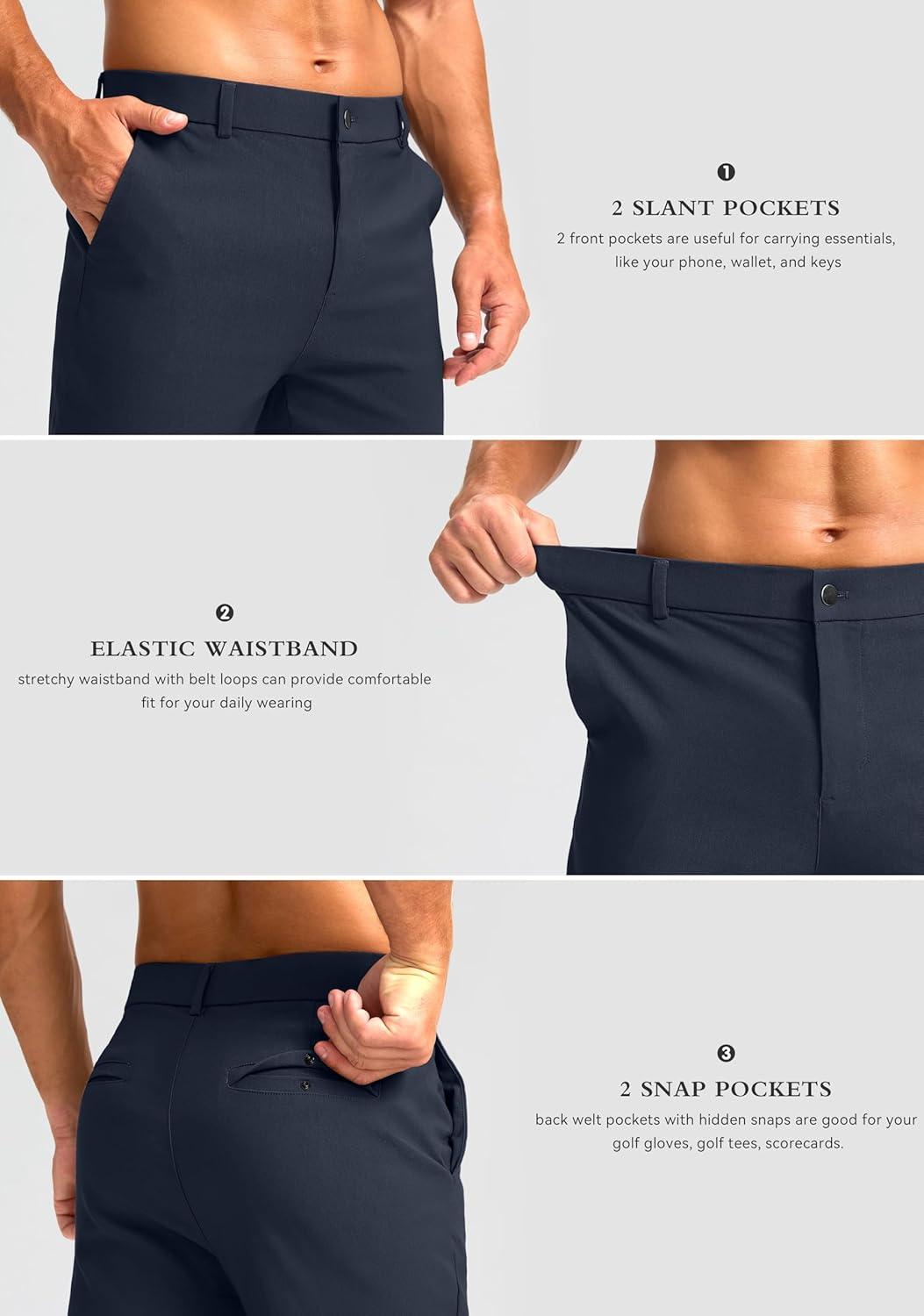 imageG Gradual Mens Golf Joggers Pants 4 Pockets with Belt Loops 28quot Stretch Slim Fit Dress Joggers for Men Casual TravelNavy Blue