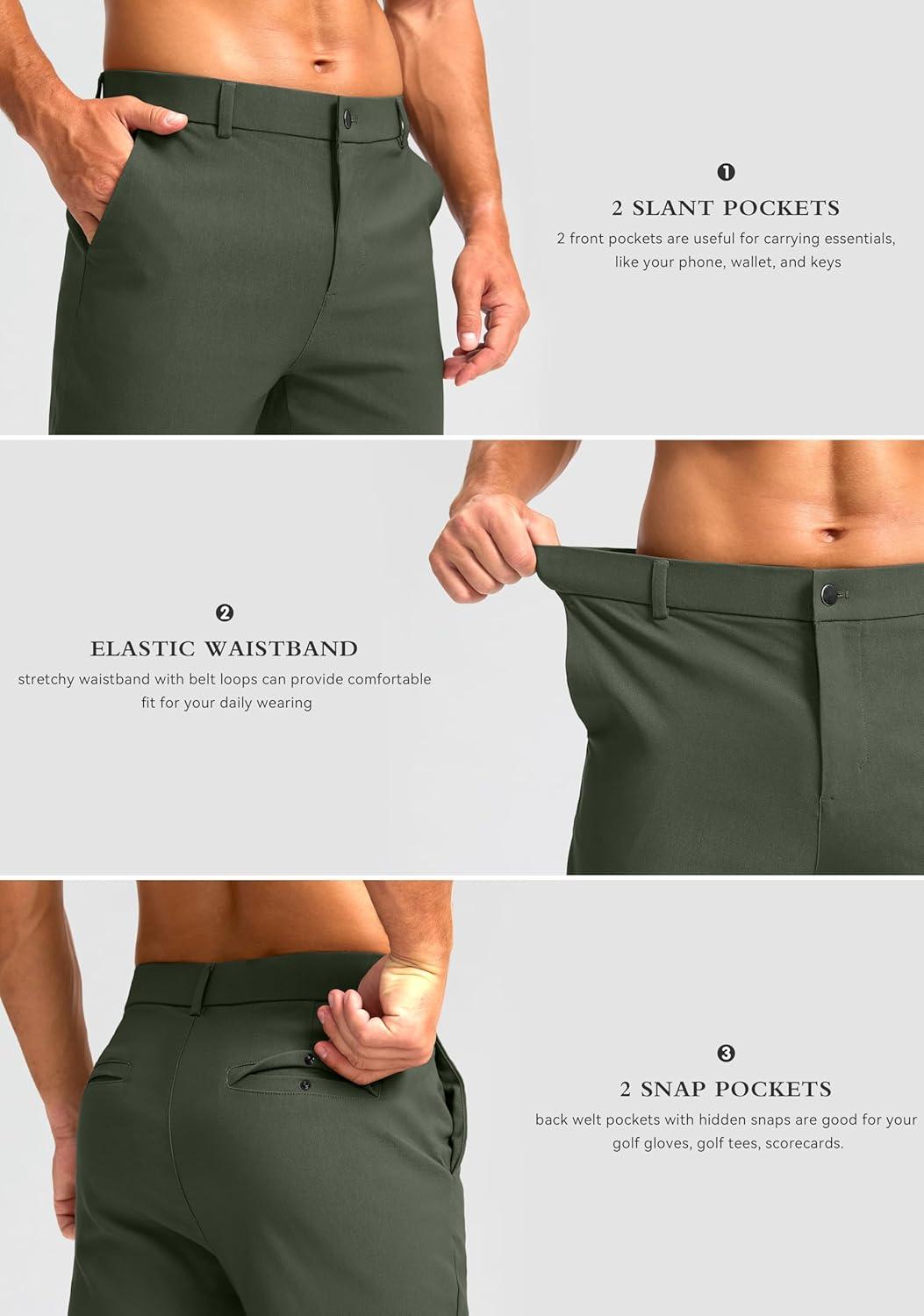 imageG Gradual Mens Golf Joggers Pants 4 Pockets with Belt Loops 28quot Stretch Slim Fit Dress Joggers for Men Casual TravelSage Green