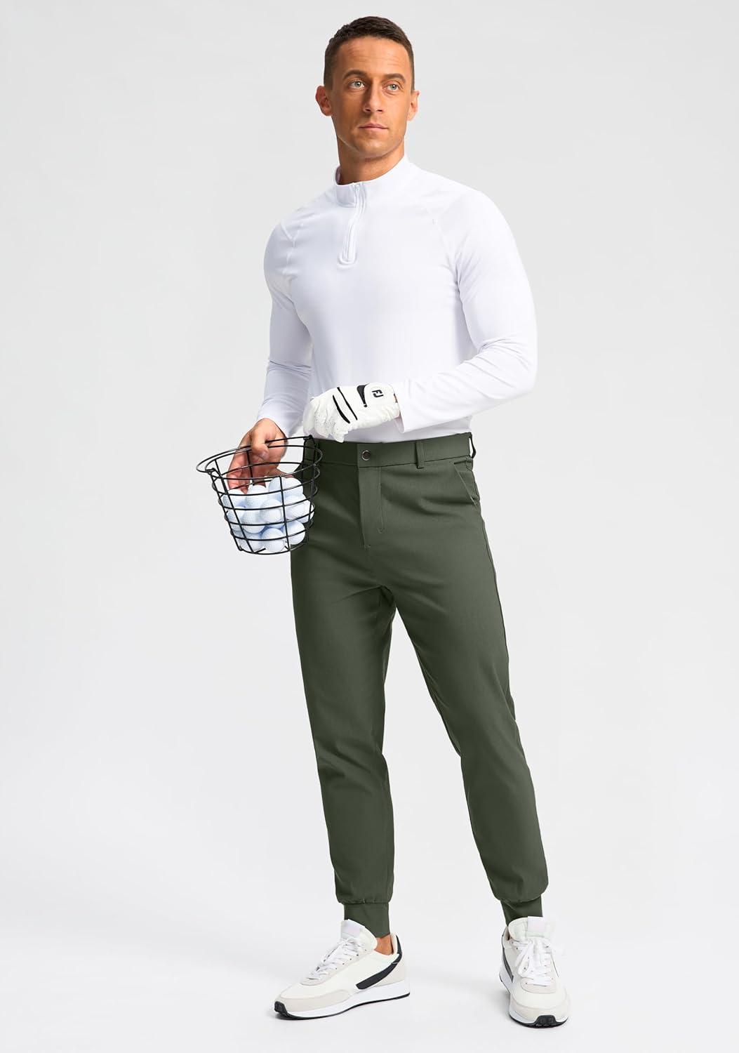 imageG Gradual Mens Golf Joggers Pants 4 Pockets with Belt Loops 28quot Stretch Slim Fit Dress Joggers for Men Casual TravelSage Green