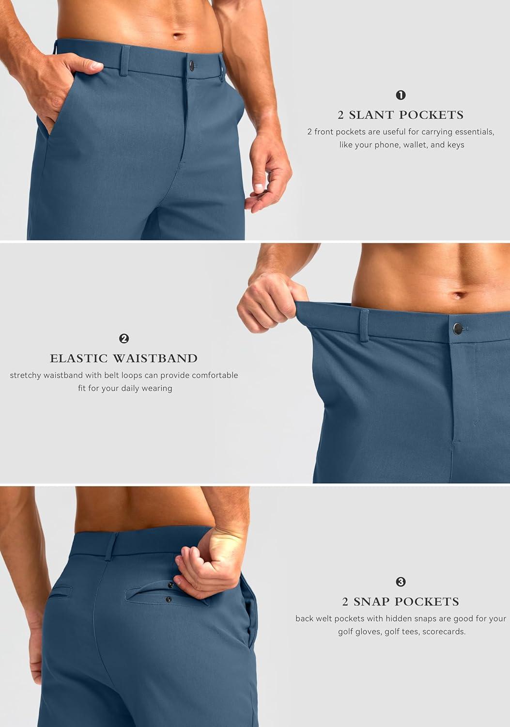 imageG Gradual Mens Golf Joggers Pants 4 Pockets with Belt Loops 28quot Stretch Slim Fit Dress Joggers for Men Casual TravelSlate Blue