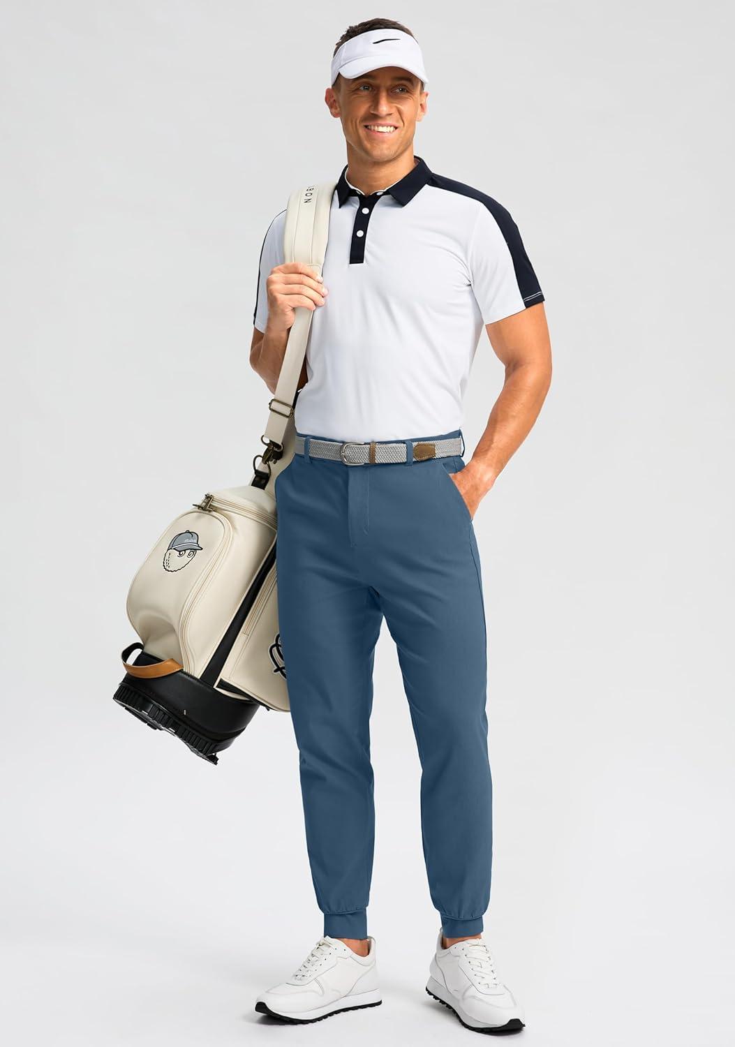 imageG Gradual Mens Golf Joggers Pants 4 Pockets with Belt Loops 28quot Stretch Slim Fit Dress Joggers for Men Casual TravelSlate Blue