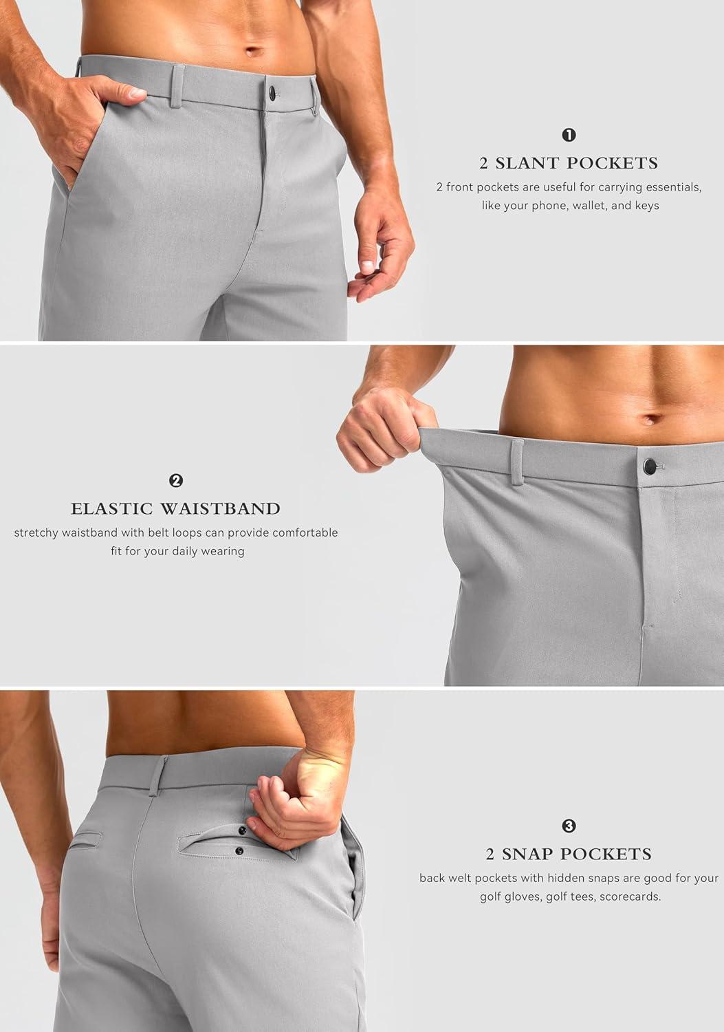 imageG Gradual Mens Golf Joggers Pants 4 Pockets with Belt Loops 28quot Stretch Slim Fit Dress Joggers for Men Casual TravelSleet