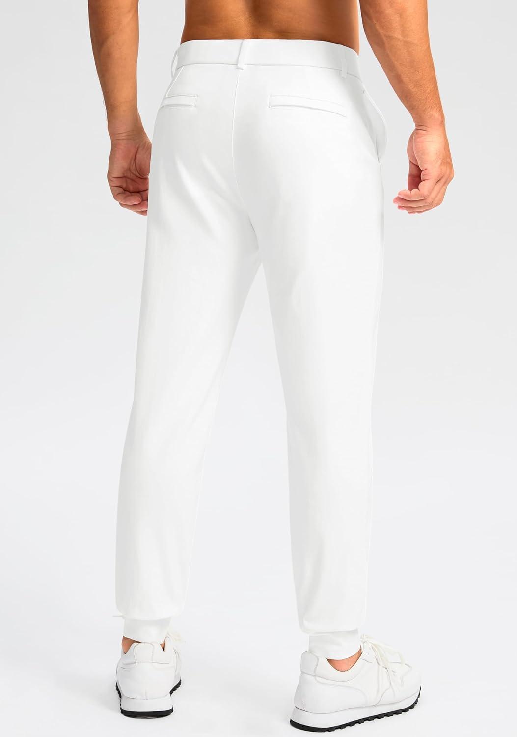 imageG Gradual Mens Golf Joggers Pants 4 Pockets with Belt Loops 28quot Stretch Slim Fit Dress Joggers for Men Casual TravelWhite