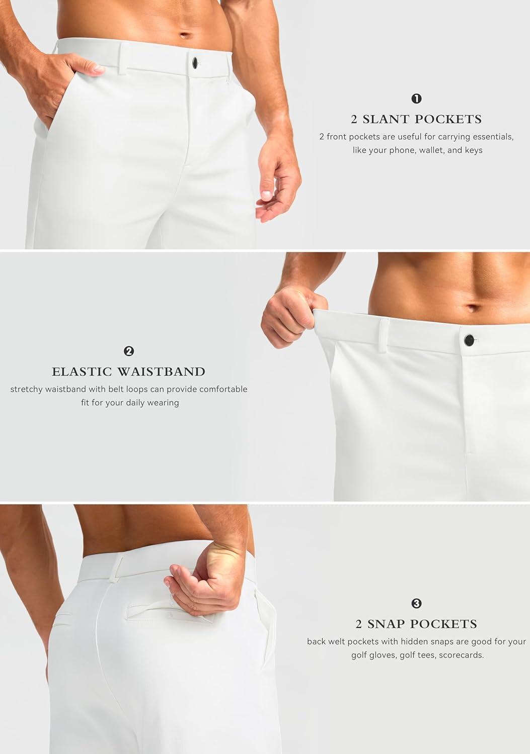 imageG Gradual Mens Golf Joggers Pants 4 Pockets with Belt Loops 28quot Stretch Slim Fit Dress Joggers for Men Casual TravelWhite