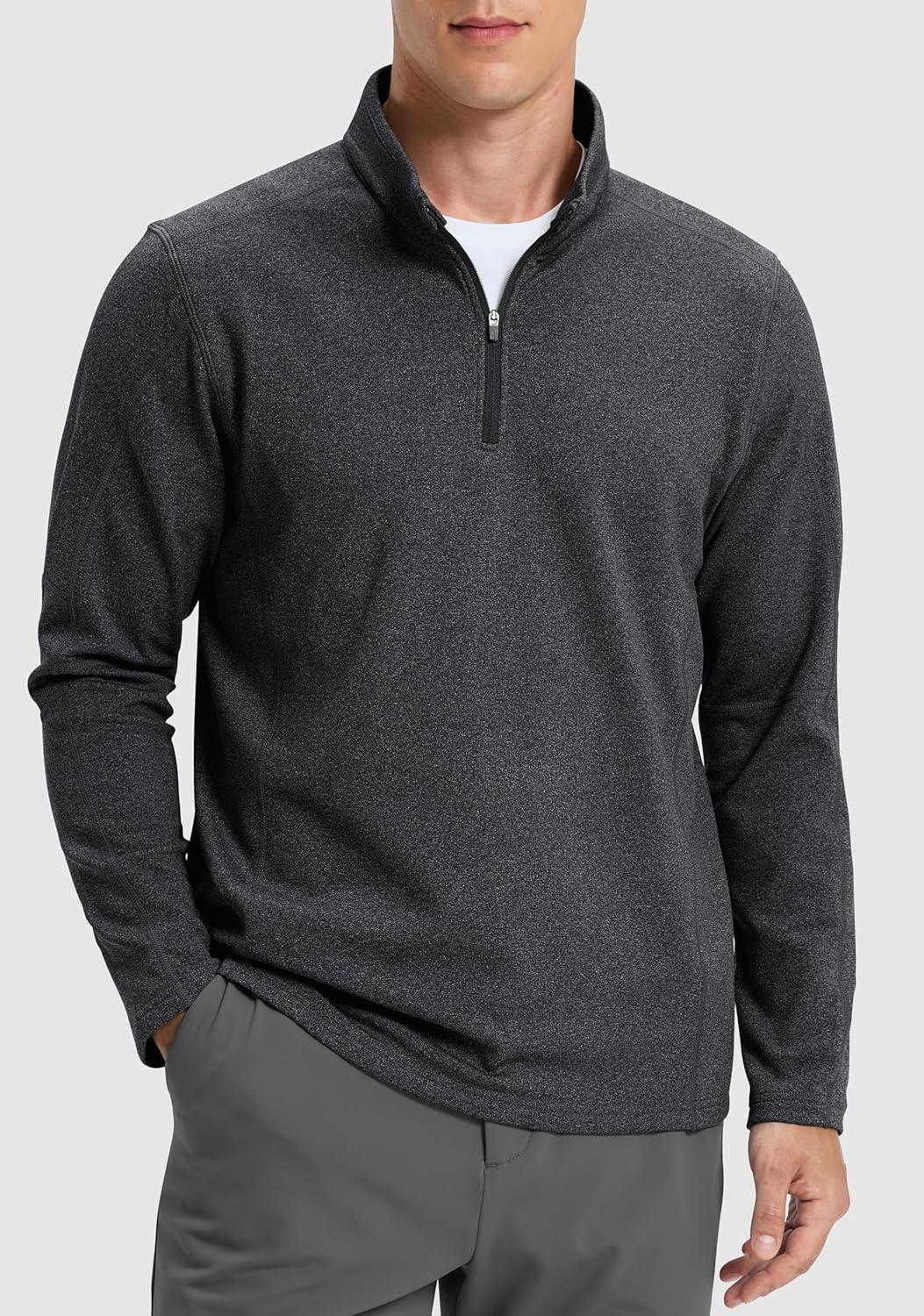 imageG Gradual Quarter Zip Pullover for Men Fleece Lined Sweatshirt Long Sleeve Winter Golf Shirt Mock Neck Polo Running SweaterBlack