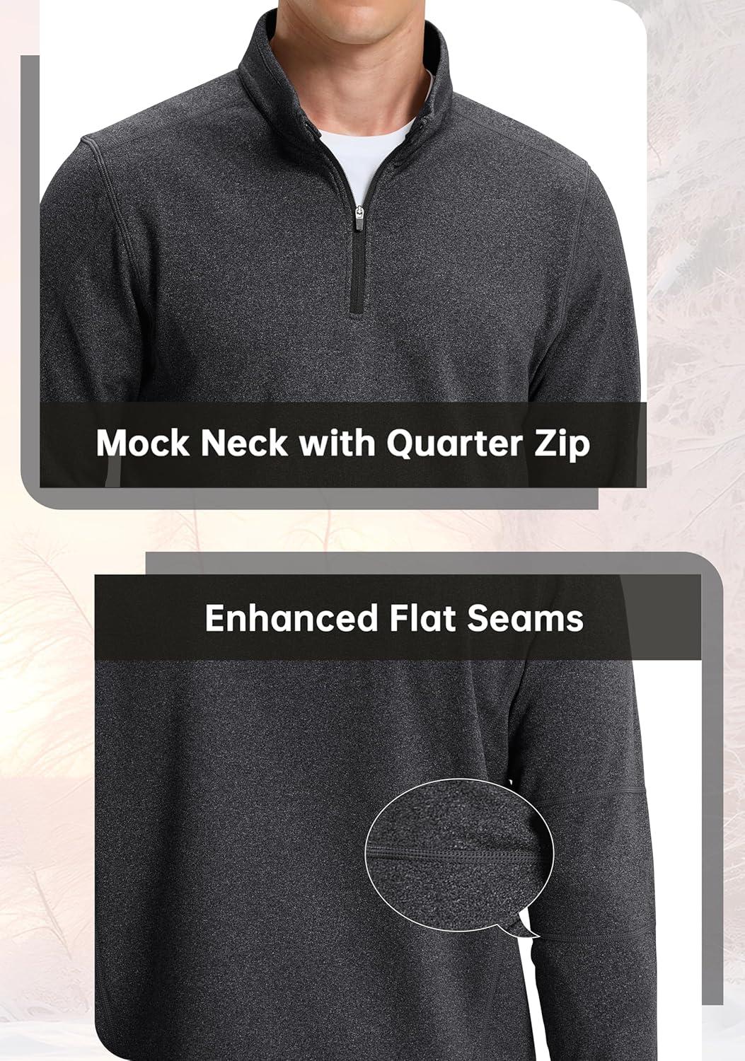 imageG Gradual Quarter Zip Pullover for Men Fleece Lined Sweatshirt Long Sleeve Winter Golf Shirt Mock Neck Polo Running SweaterBlack