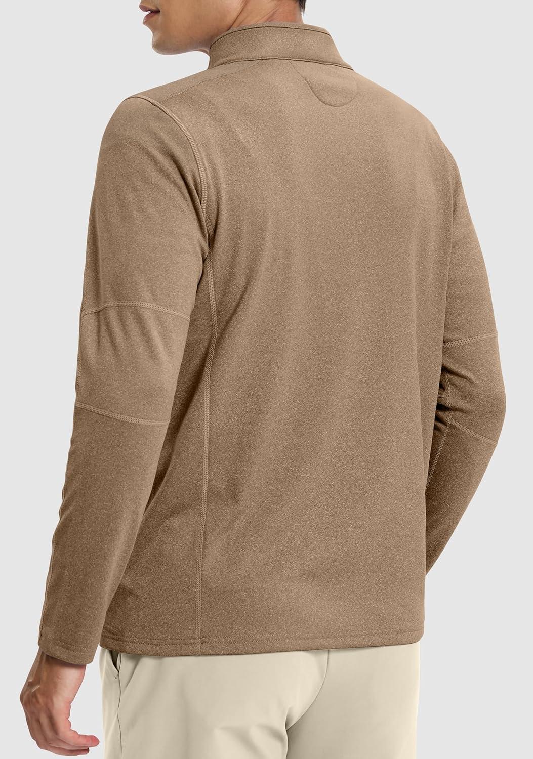 imageG Gradual Quarter Zip Pullover for Men Fleece Lined Sweatshirt Long Sleeve Winter Golf Shirt Mock Neck Polo Running SweaterBrown