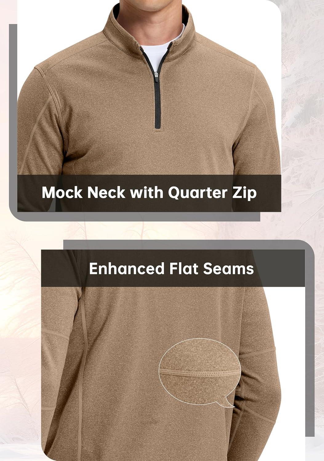 imageG Gradual Quarter Zip Pullover for Men Fleece Lined Sweatshirt Long Sleeve Winter Golf Shirt Mock Neck Polo Running SweaterBrown