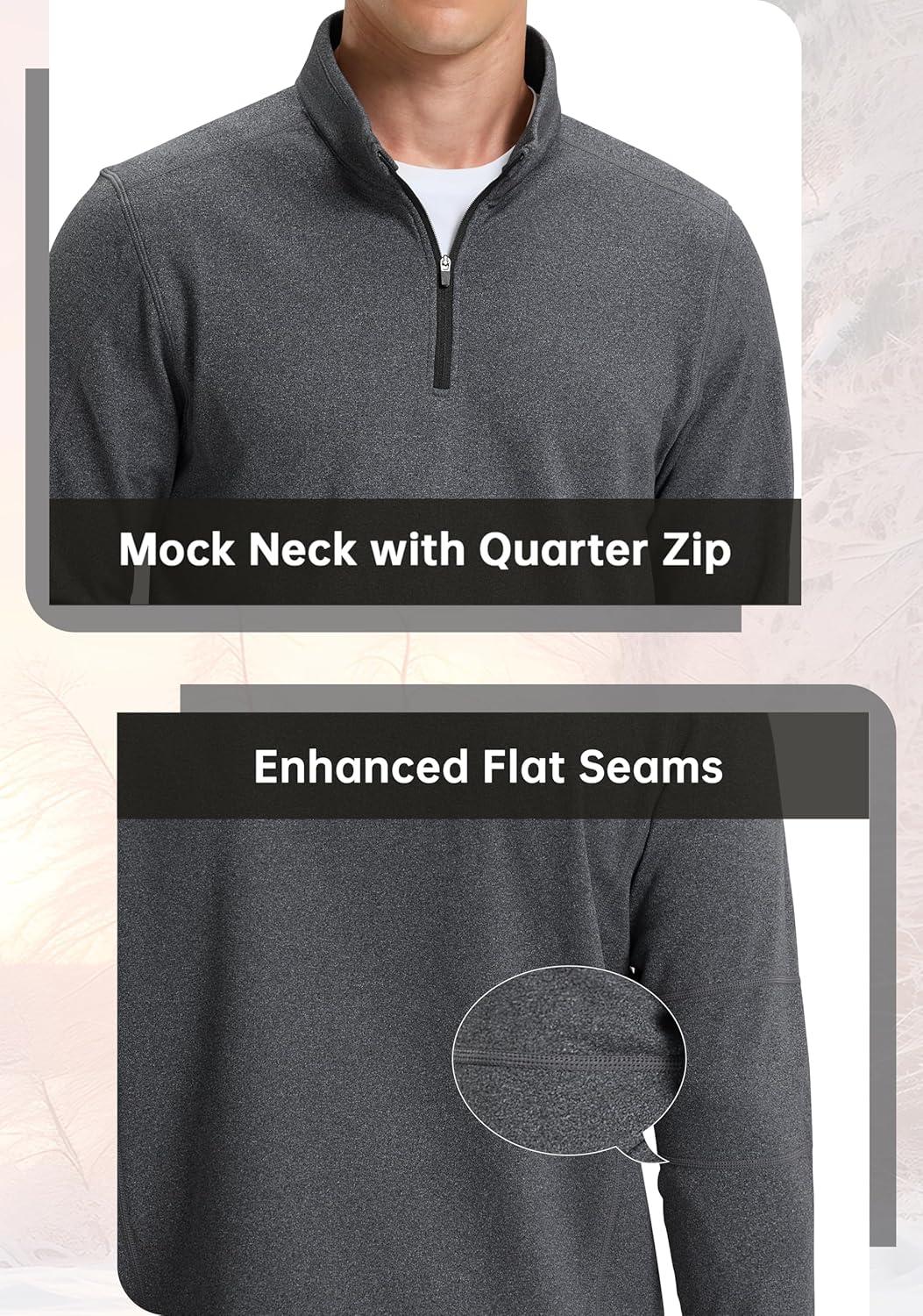 imageG Gradual Quarter Zip Pullover for Men Fleece Lined Sweatshirt Long Sleeve Winter Golf Shirt Mock Neck Polo Running SweaterCharcoal