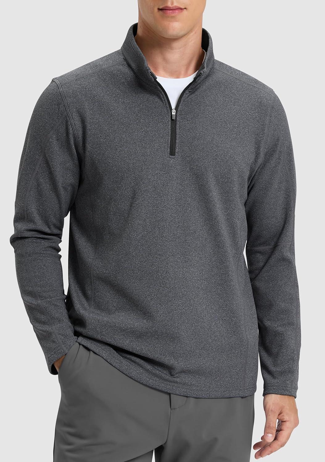 imageG Gradual Quarter Zip Pullover for Men Fleece Lined Sweatshirt Long Sleeve Winter Golf Shirt Mock Neck Polo Running SweaterCharcoal