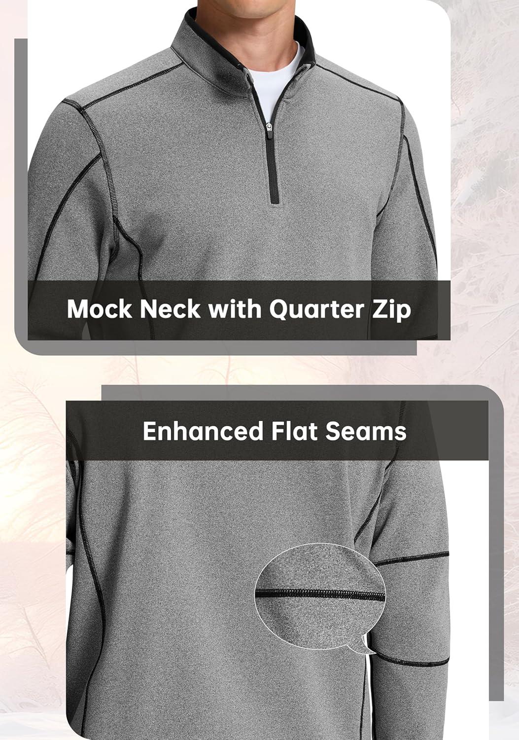 imageG Gradual Quarter Zip Pullover for Men Fleece Lined Sweatshirt Long Sleeve Winter Golf Shirt Mock Neck Polo Running SweaterDusty White