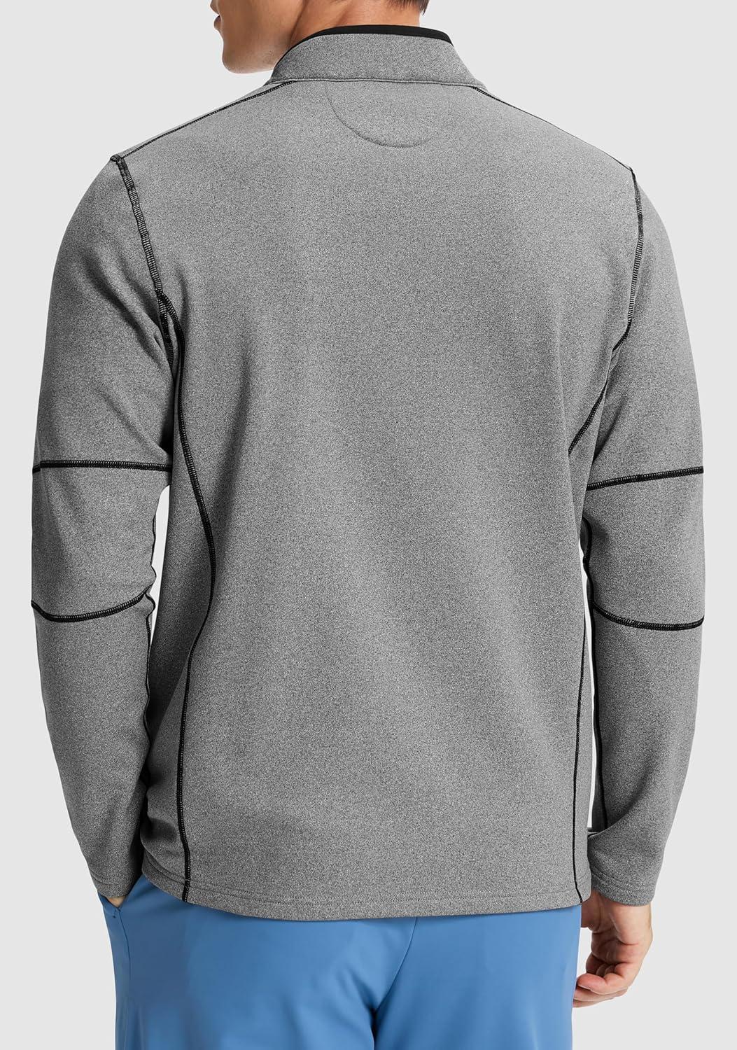 imageG Gradual Quarter Zip Pullover for Men Fleece Lined Sweatshirt Long Sleeve Winter Golf Shirt Mock Neck Polo Running SweaterDusty White