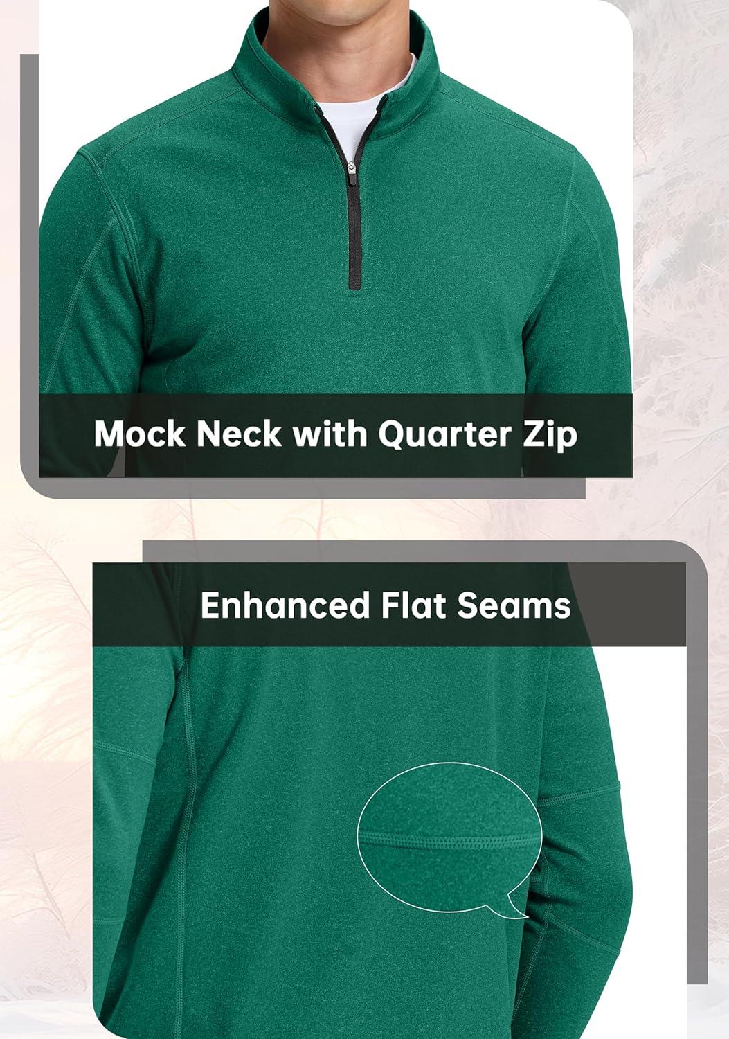 imageG Gradual Quarter Zip Pullover for Men Fleece Lined Sweatshirt Long Sleeve Winter Golf Shirt Mock Neck Polo Running SweaterForest Green