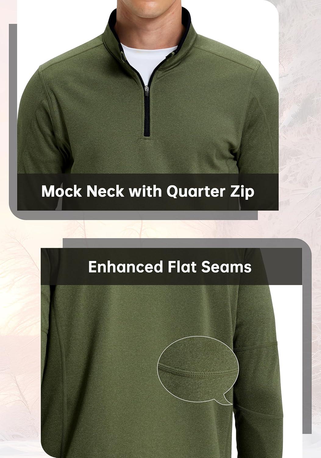 imageG Gradual Quarter Zip Pullover for Men Fleece Lined Sweatshirt Long Sleeve Winter Golf Shirt Mock Neck Polo Running SweaterOlive