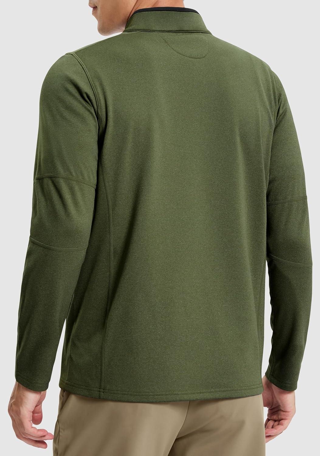 imageG Gradual Quarter Zip Pullover for Men Fleece Lined Sweatshirt Long Sleeve Winter Golf Shirt Mock Neck Polo Running SweaterOlive
