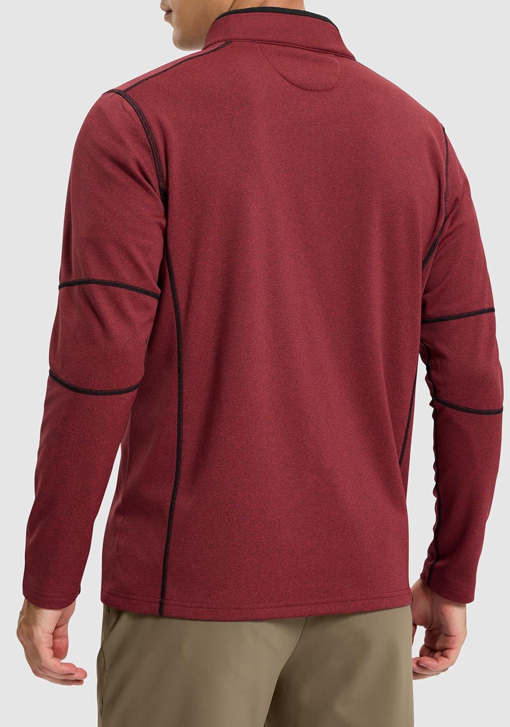 imageG Gradual Quarter Zip Pullover for Men Fleece Lined Sweatshirt Long Sleeve Winter Golf Shirt Mock Neck Polo Running SweaterRed