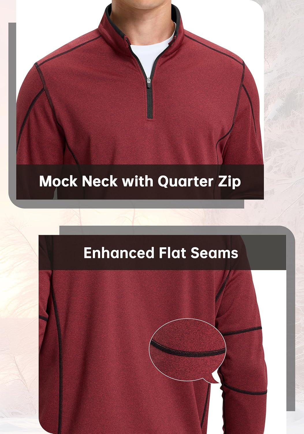 imageG Gradual Quarter Zip Pullover for Men Fleece Lined Sweatshirt Long Sleeve Winter Golf Shirt Mock Neck Polo Running SweaterRed