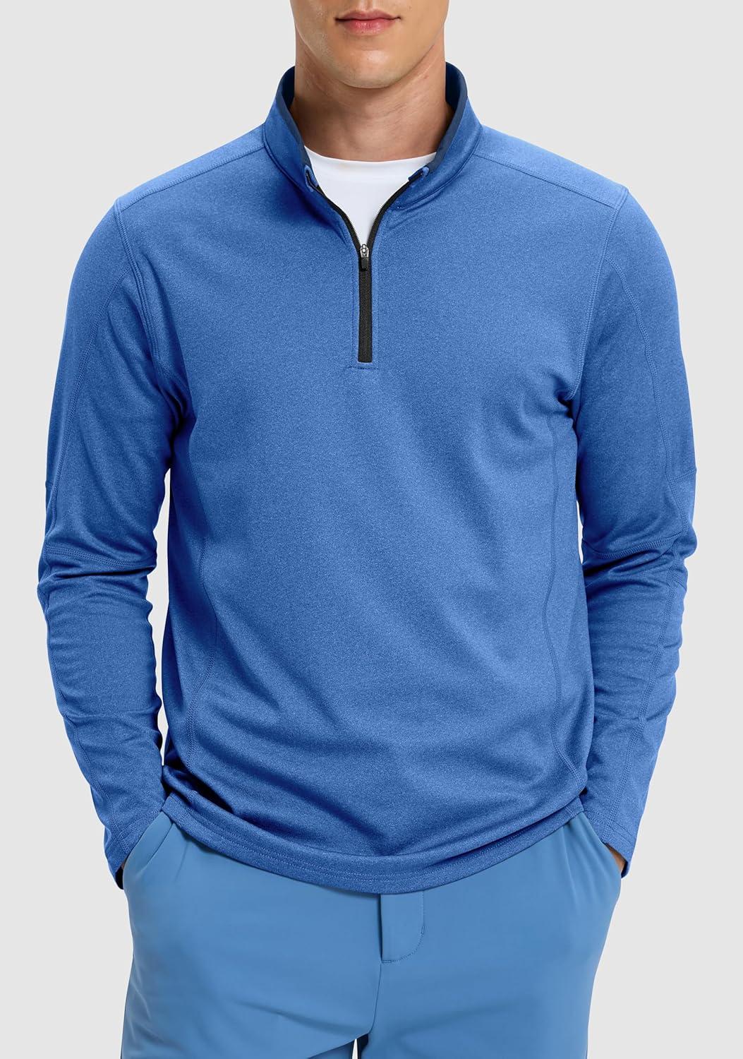 imageG Gradual Quarter Zip Pullover for Men Fleece Lined Sweatshirt Long Sleeve Winter Golf Shirt Mock Neck Polo Running SweaterRoyal Blue