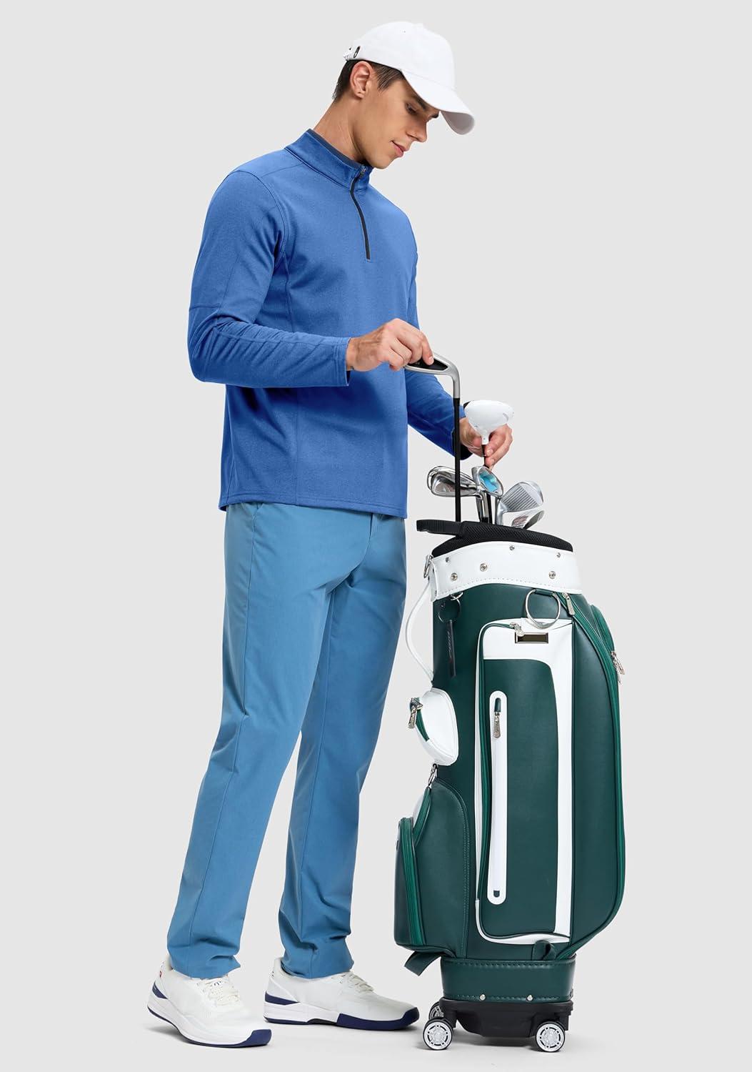 imageG Gradual Quarter Zip Pullover for Men Fleece Lined Sweatshirt Long Sleeve Winter Golf Shirt Mock Neck Polo Running SweaterRoyal Blue