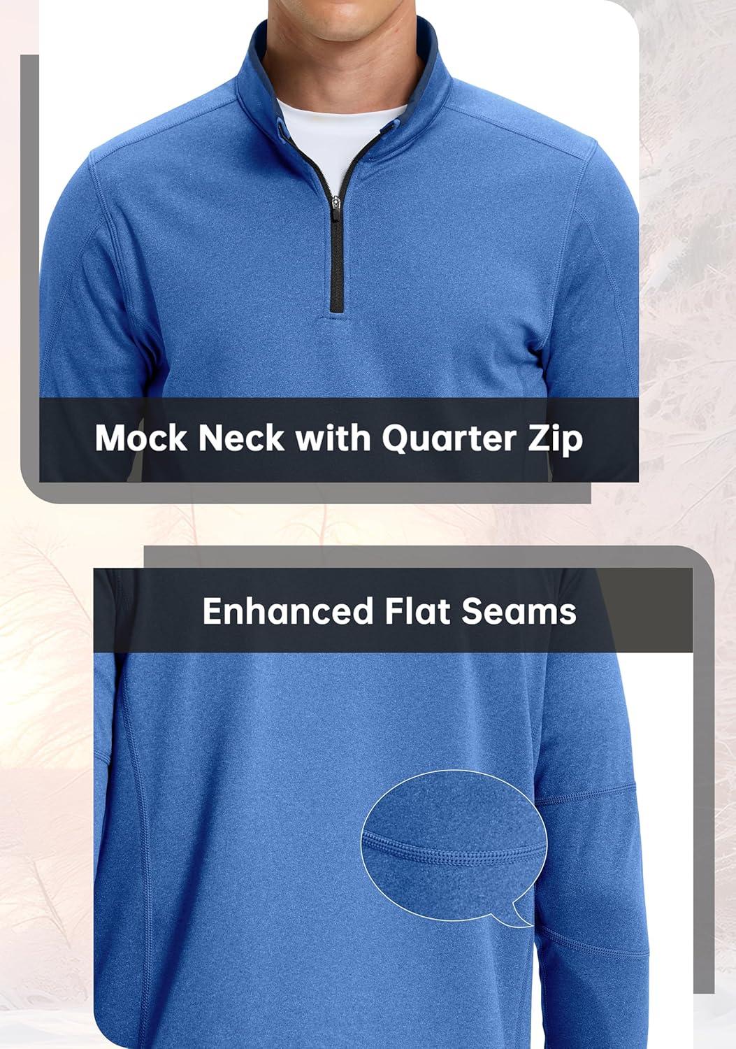 imageG Gradual Quarter Zip Pullover for Men Fleece Lined Sweatshirt Long Sleeve Winter Golf Shirt Mock Neck Polo Running SweaterRoyal Blue