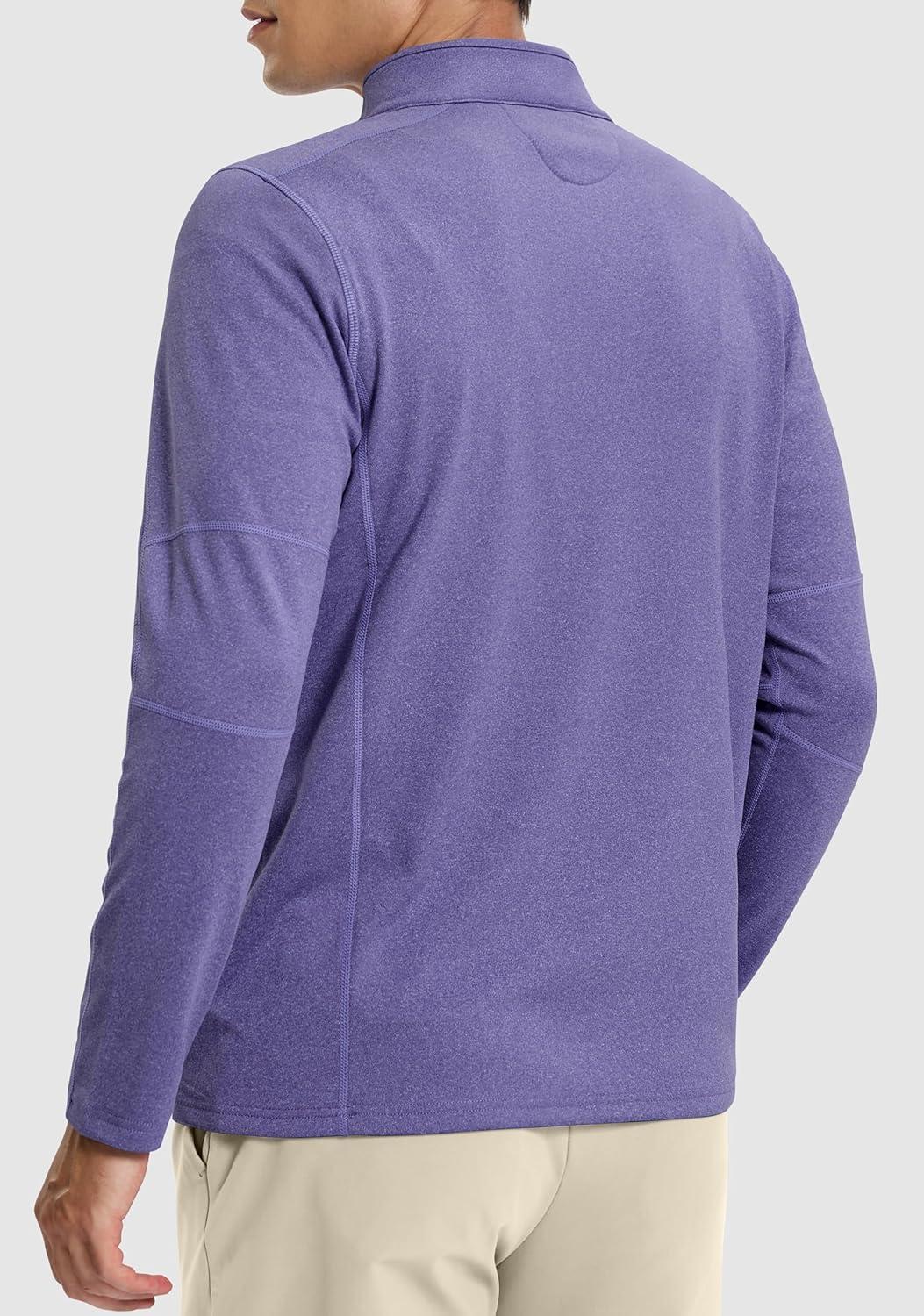 imageG Gradual Quarter Zip Pullover for Men Fleece Lined Sweatshirt Long Sleeve Winter Golf Shirt Mock Neck Polo Running SweaterSmoke Purple
