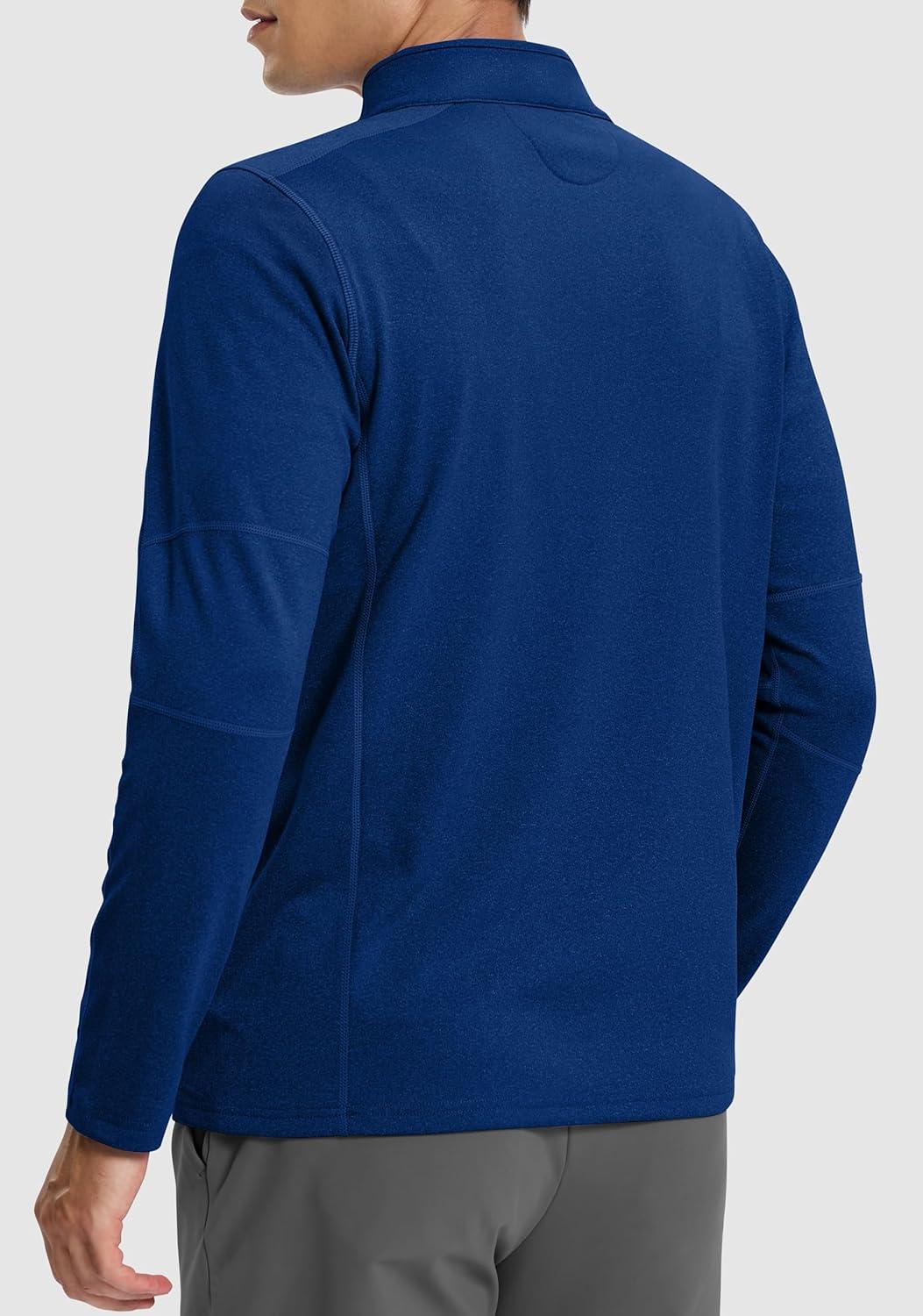 imageG Gradual Quarter Zip Pullover for Men Fleece Lined Sweatshirt Long Sleeve Winter Golf Shirt Mock Neck Polo Running SweaterVivid Blue