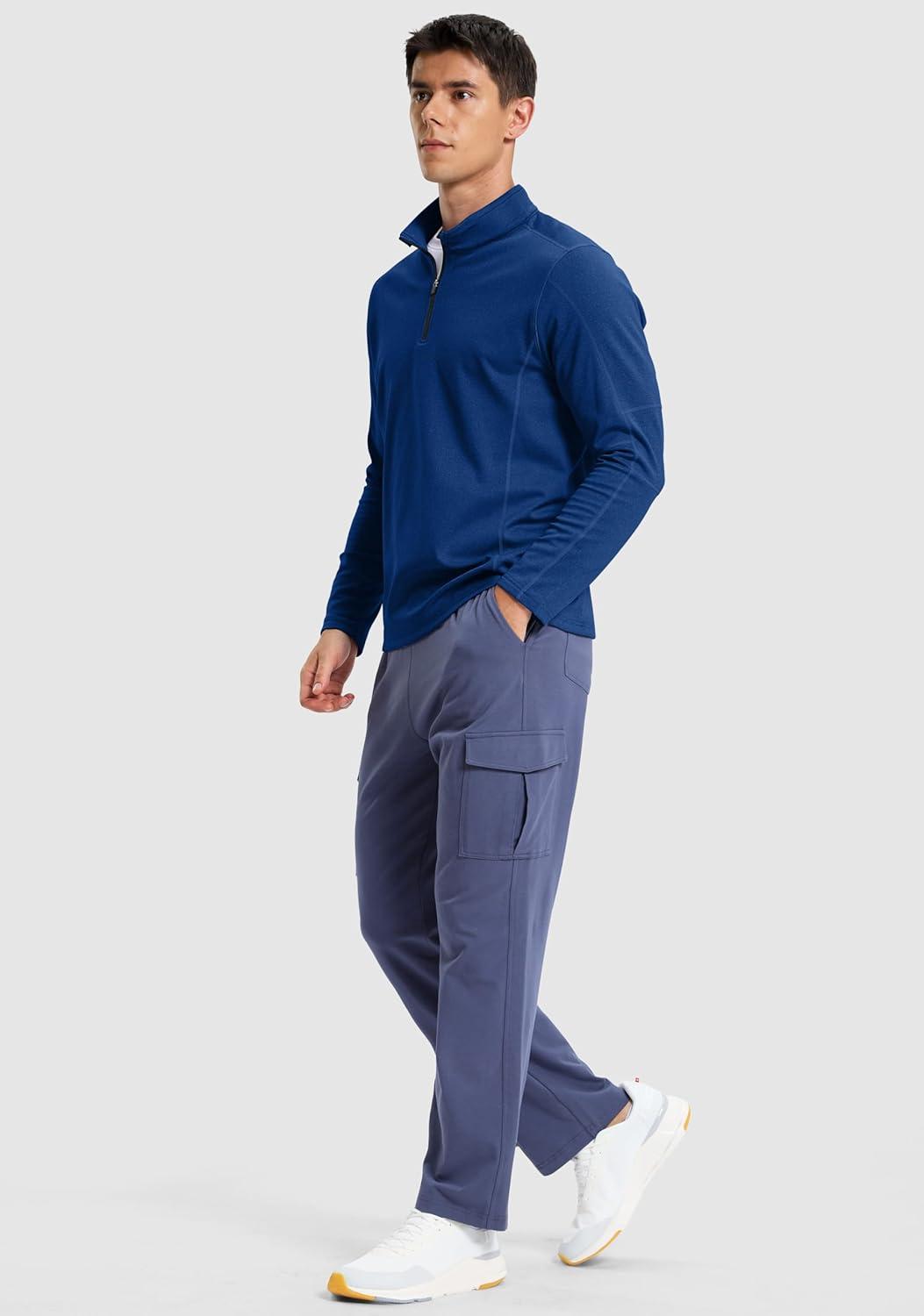 imageG Gradual Quarter Zip Pullover for Men Fleece Lined Sweatshirt Long Sleeve Winter Golf Shirt Mock Neck Polo Running SweaterVivid Blue