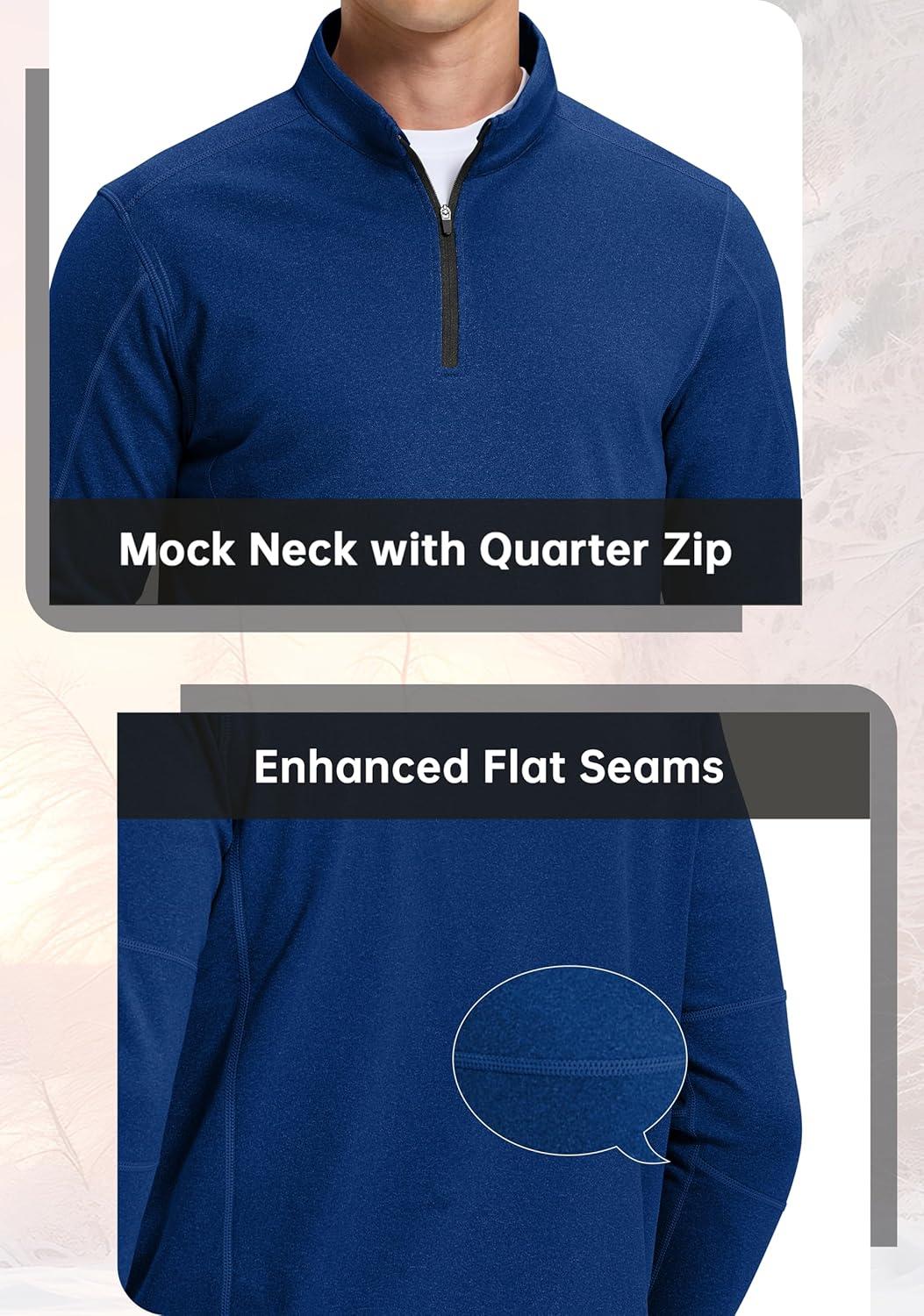 imageG Gradual Quarter Zip Pullover for Men Fleece Lined Sweatshirt Long Sleeve Winter Golf Shirt Mock Neck Polo Running SweaterVivid Blue